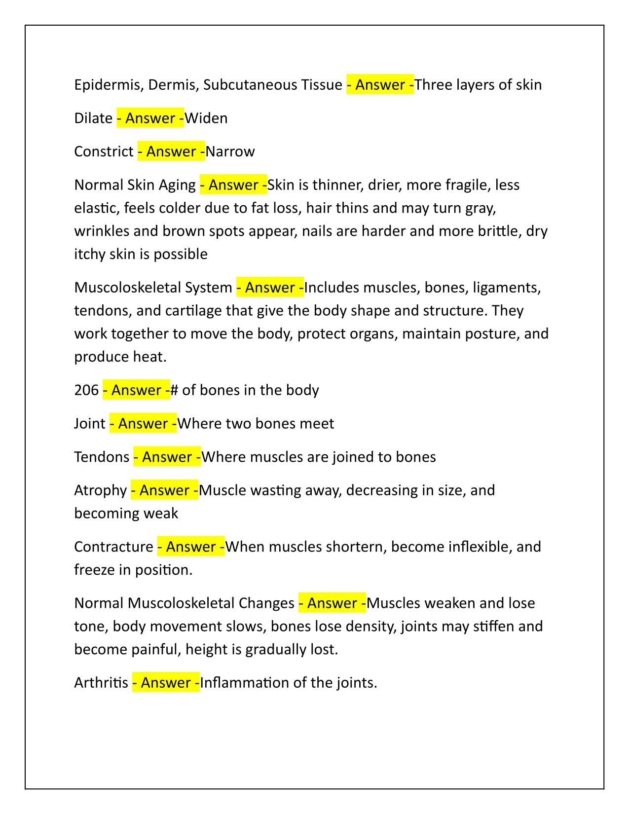 Hartman's CNA Chapter 4 Terms Correctly Answered Latest Update