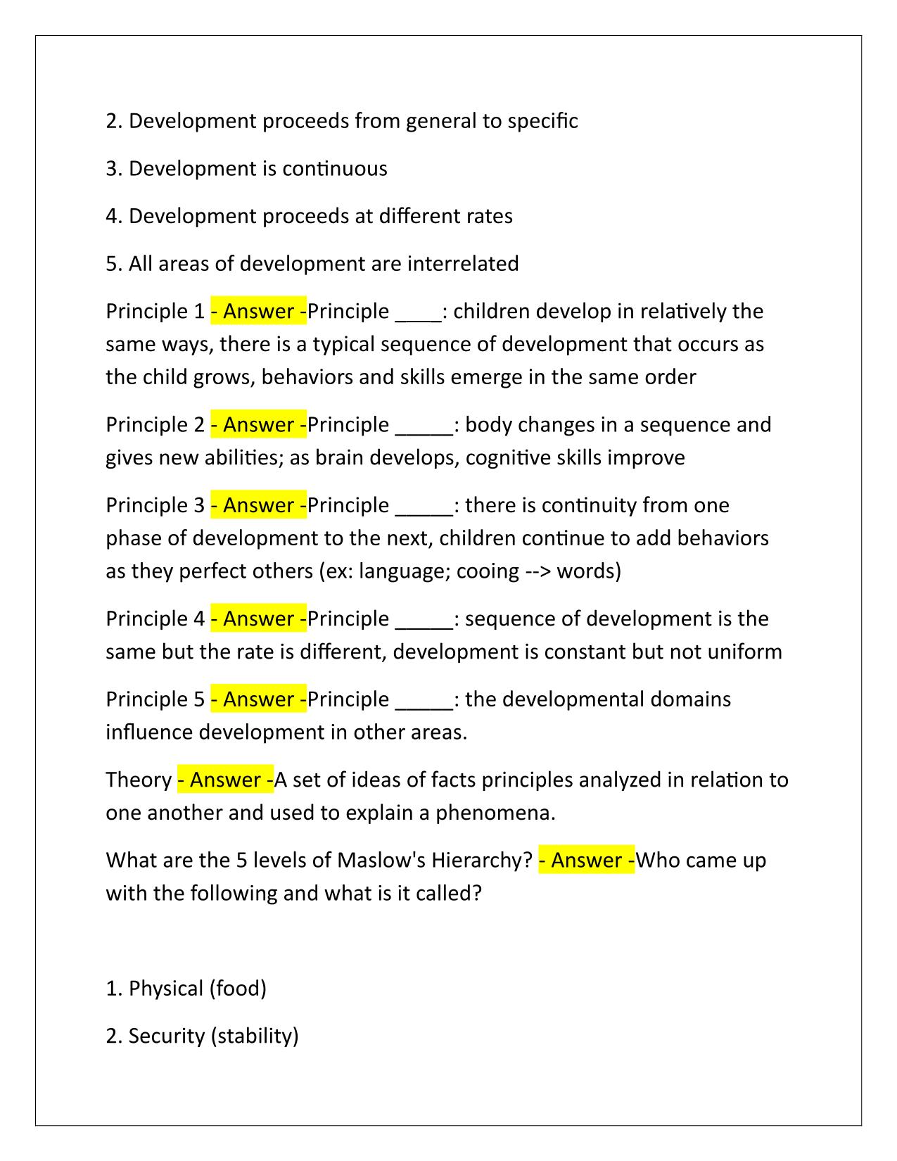 DCF-Child Growth and Development (CGDR) Correctly Answered Latest