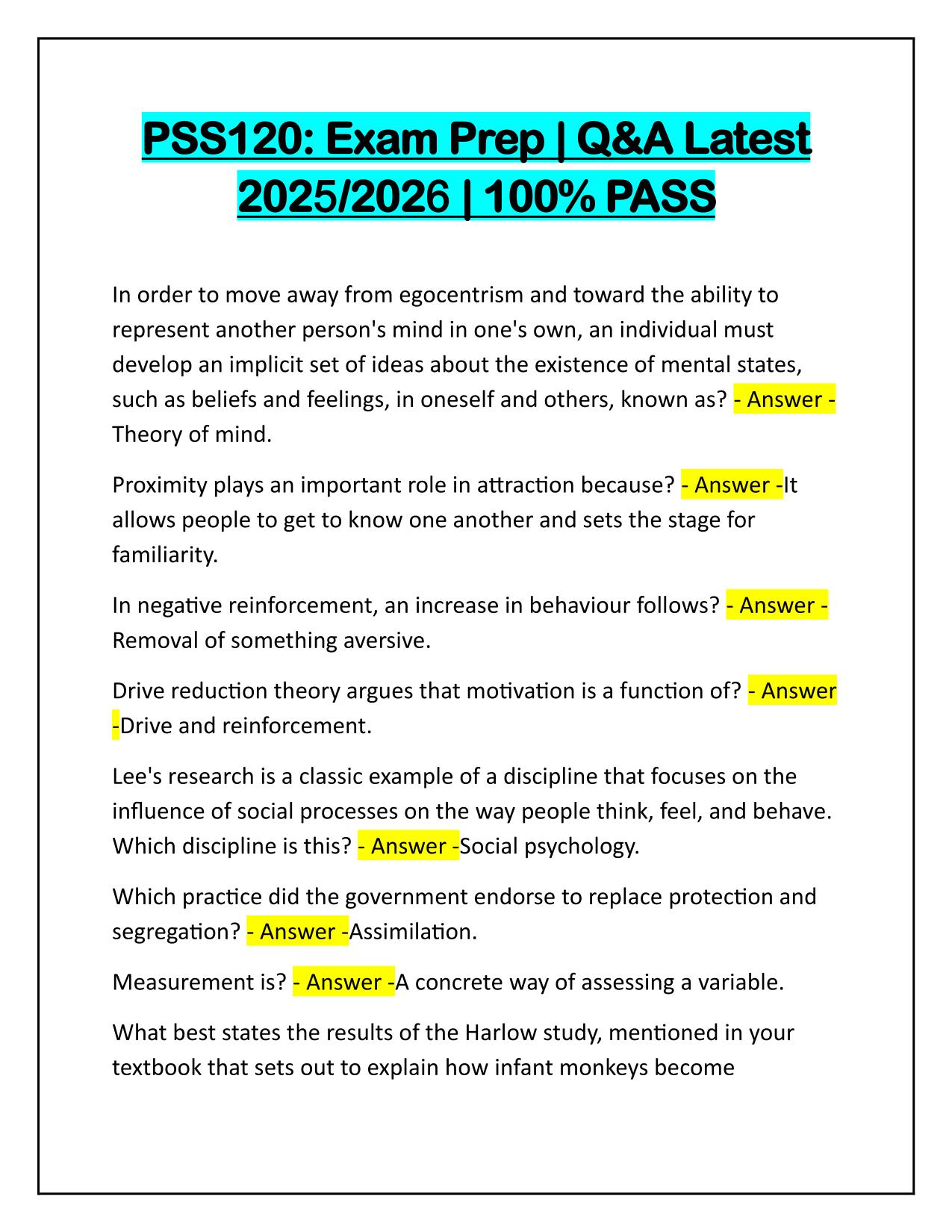 PSS120 Exam Prep Questions and Answers 2025 Update