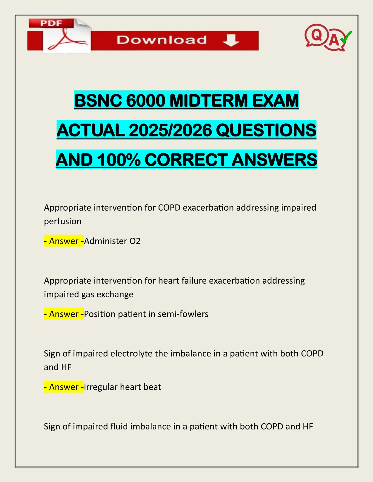 PACKAGE DEAL FOR BSNC 6000 MIDTER & FINAL ACTUAL 2025/2026
