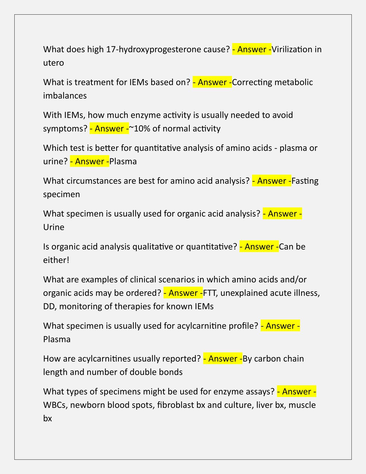 ABGC Boards Metabolics Test Q&A Latest Update