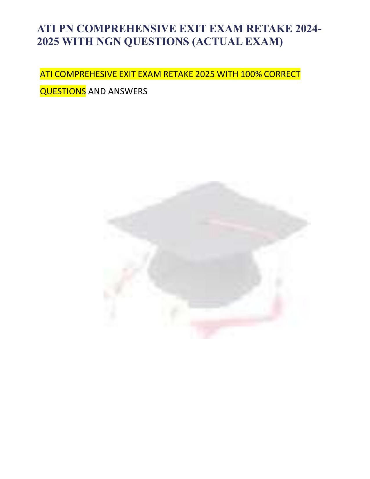 ATI PN COMPREHENSIVE EXIT EXAM RETAKE 2025/2026 WITH NGN Q&A (ACTUAL EXAM)