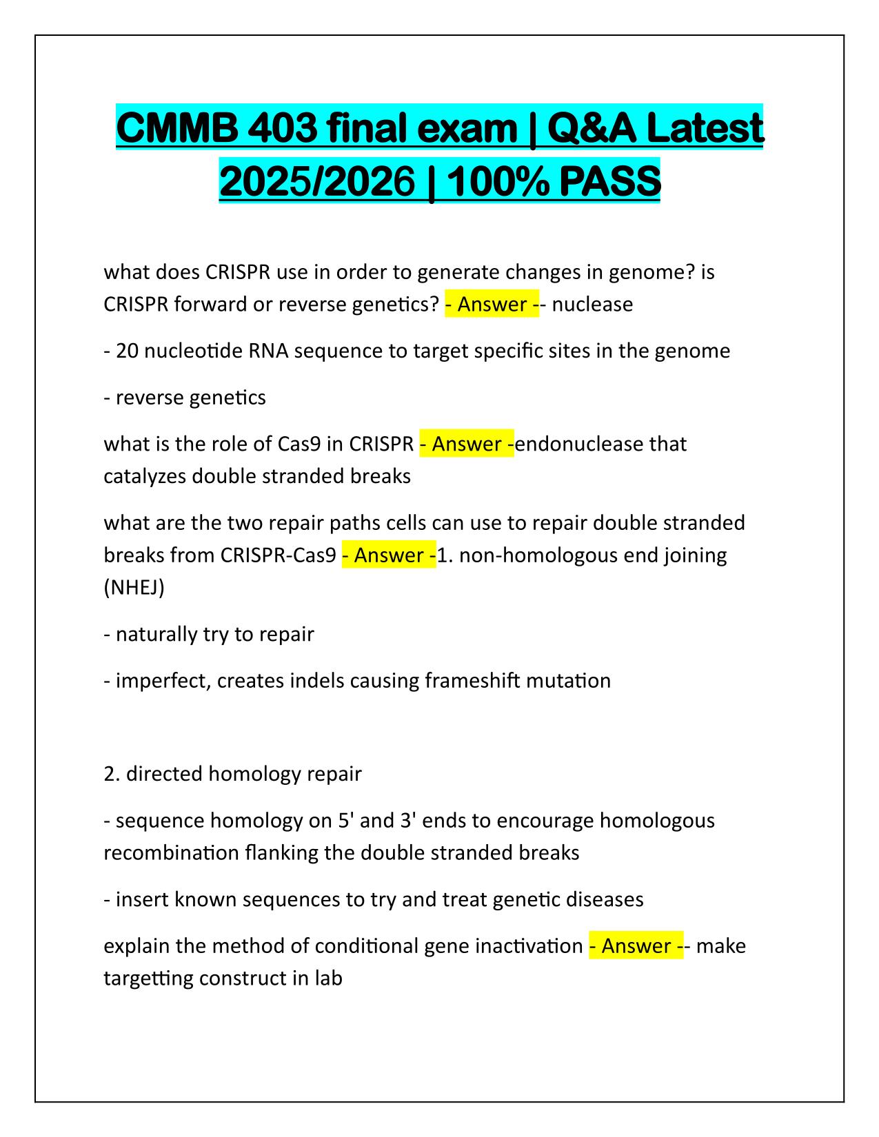 CMMB 403 final exam Correctly Answered Latest Update 2025