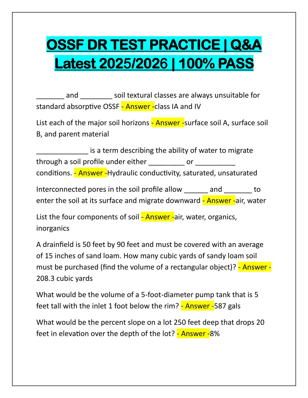 Package Deal for OSSF Exams Q&A Latest Update 2025-2026
