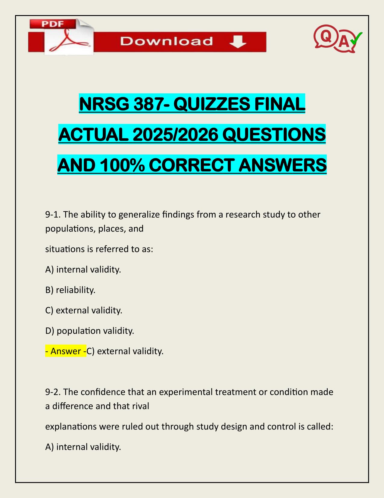 BUNDLE FOR NRSG EXAMS ACTUAL 2025/2026 Q&A 100% PASS
