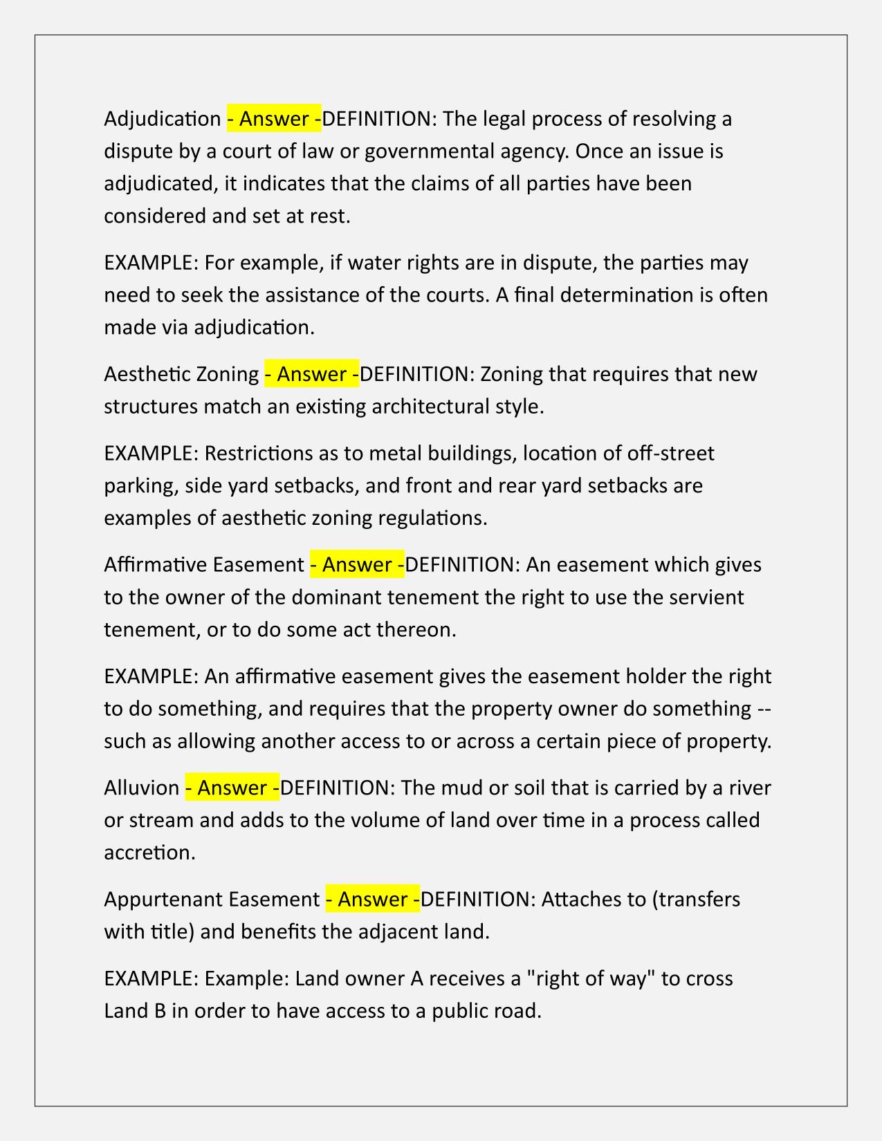 VanEd REAL ESTATE LAW and PRACTICE Unit 2, Land Use Controls Q&A Latest Update