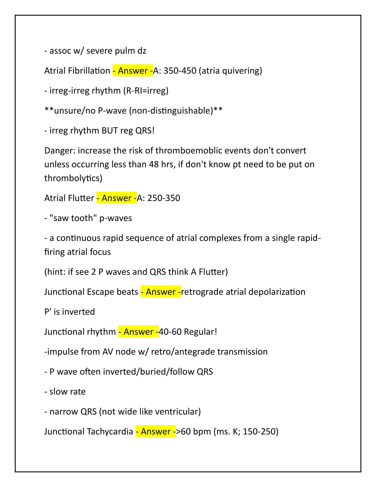 EKG rhythms Q&A Latest Update