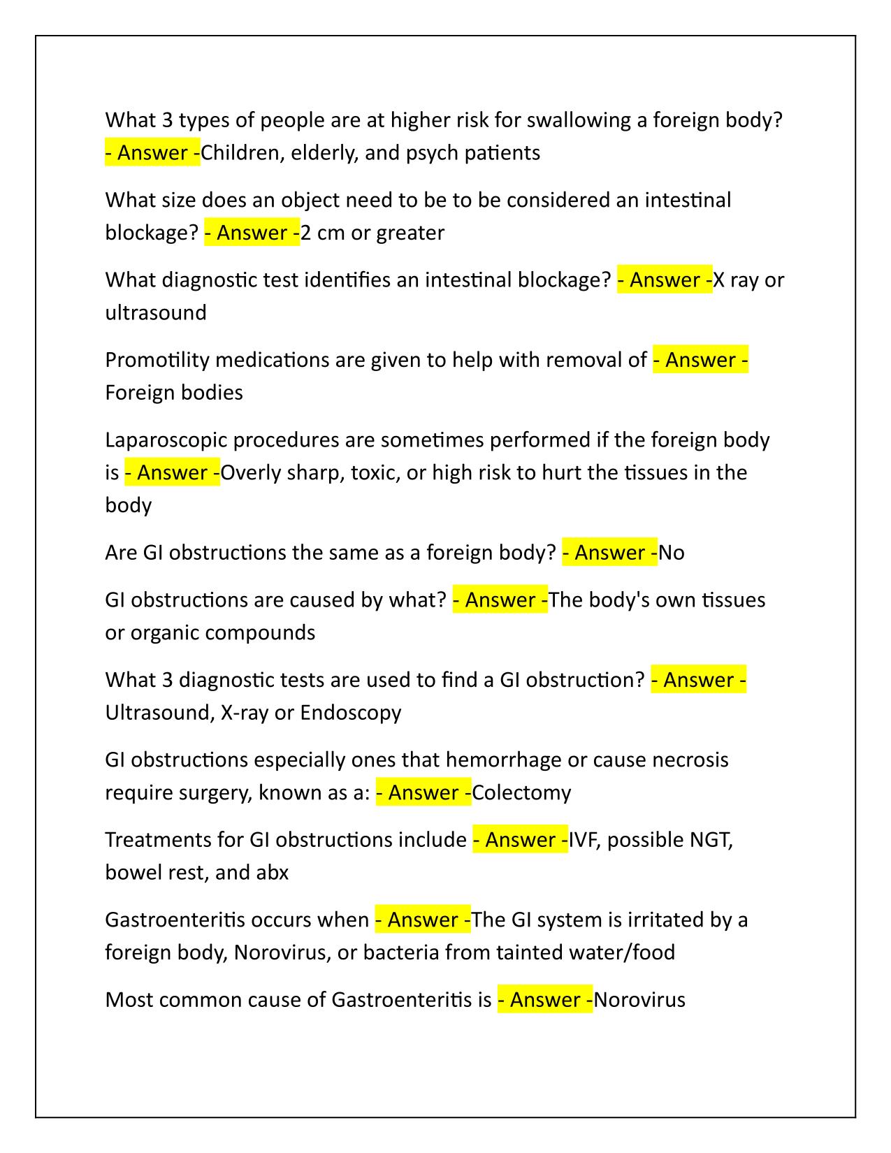 CMSRN GI Study Guide Correctly Answered Latest Update