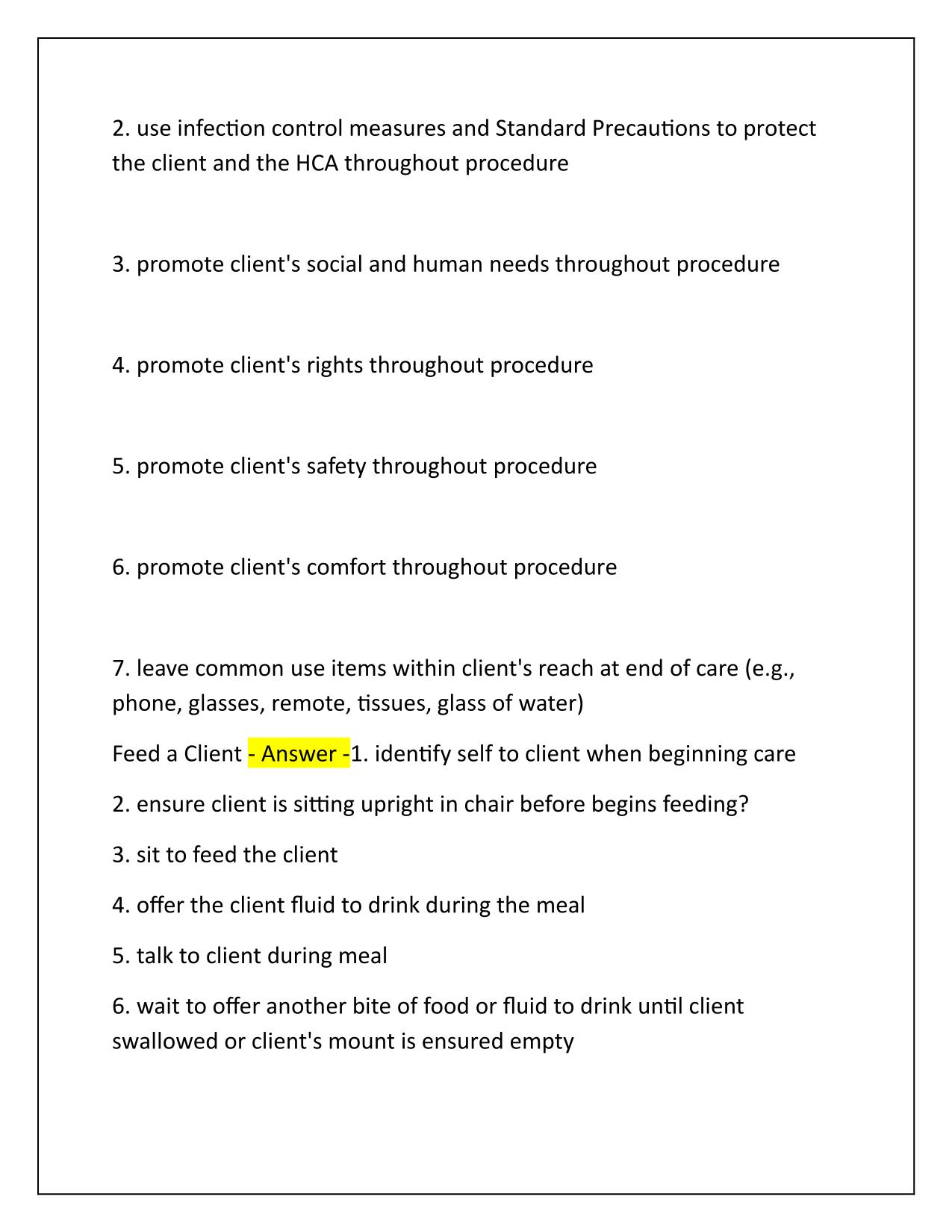 HCA Washington Skills Exam Correctly Answered Latest Update