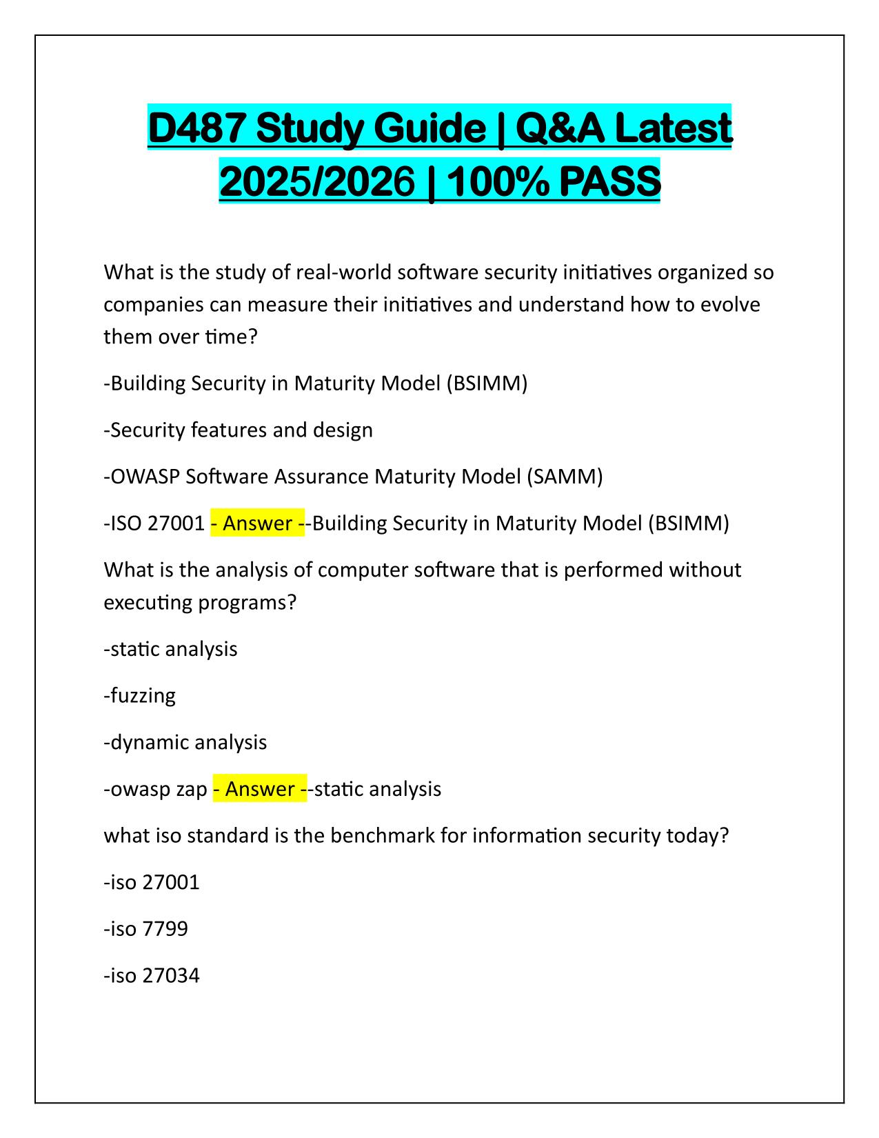 D487 Study Guide Correctly Answered Latest Update 2025-2026