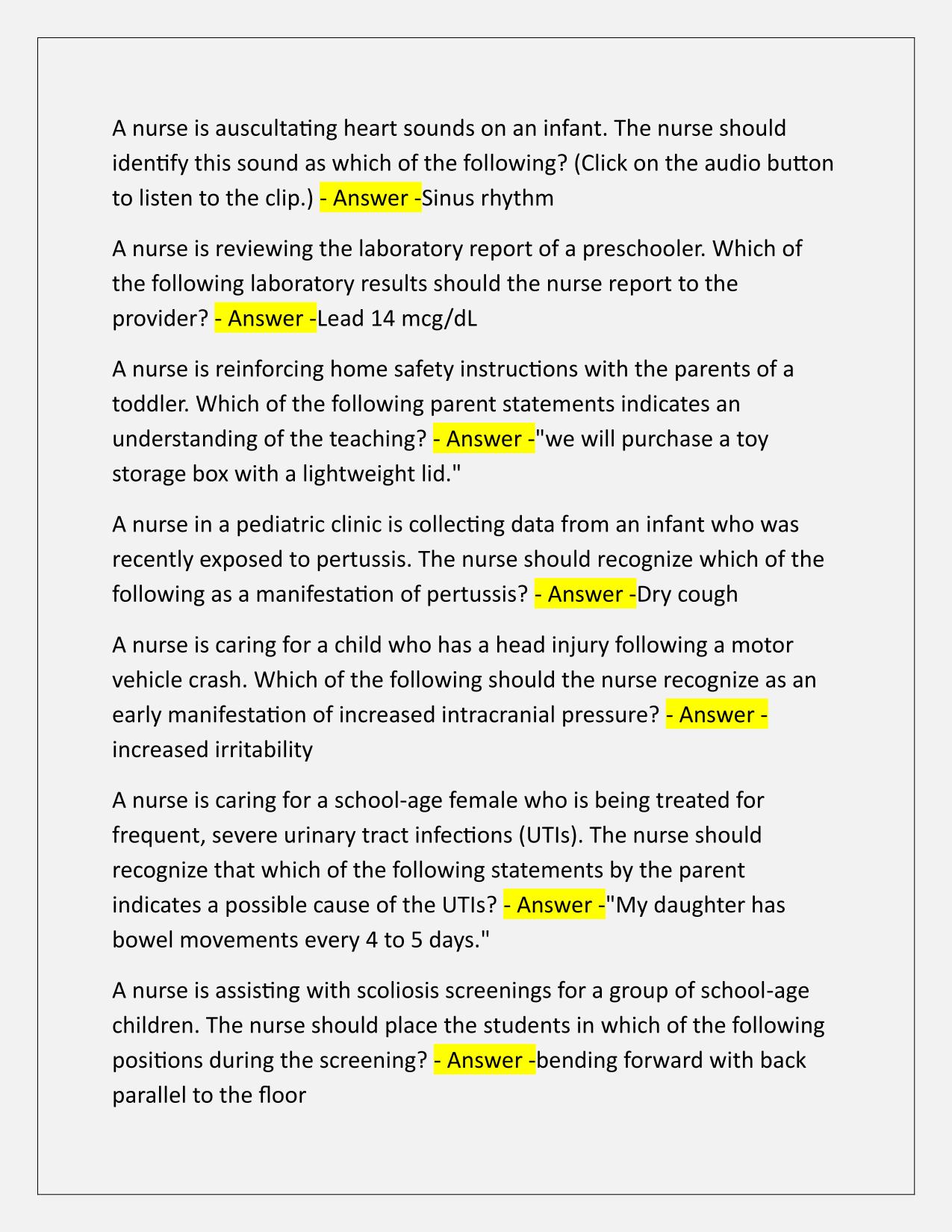 PN Nursing Care of Children Practice A NGN 2025 Q&A Latest Update