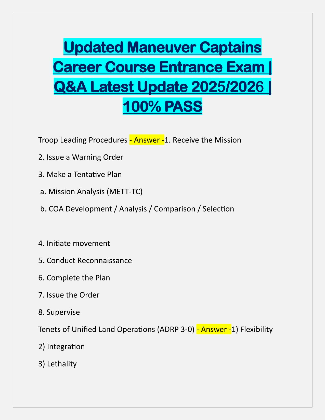 Bundle for CCC-Captains Career Course EXAMS Q&A Latest Update 2025-2026