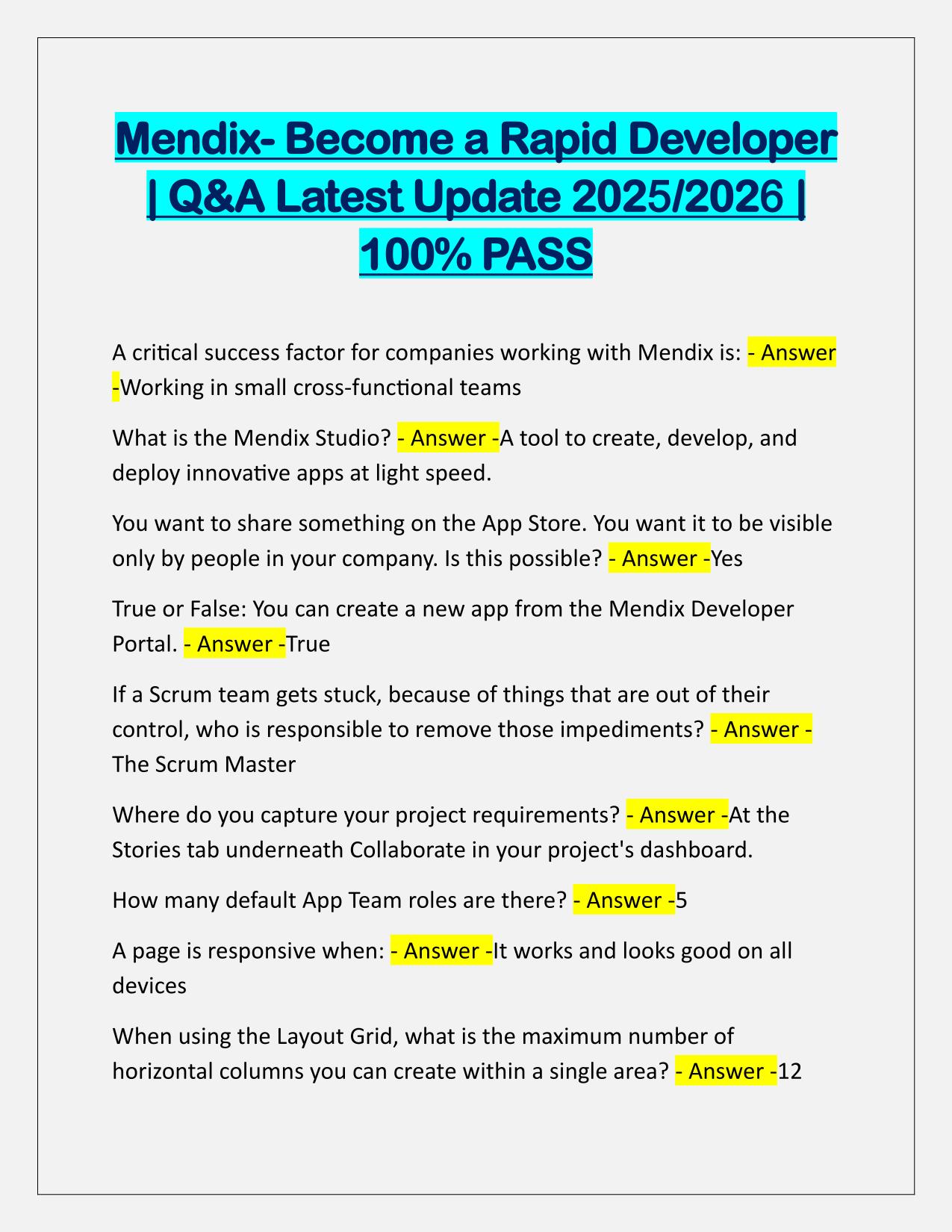 Mendix- Become a Rapid Developer Q&A Latest Update