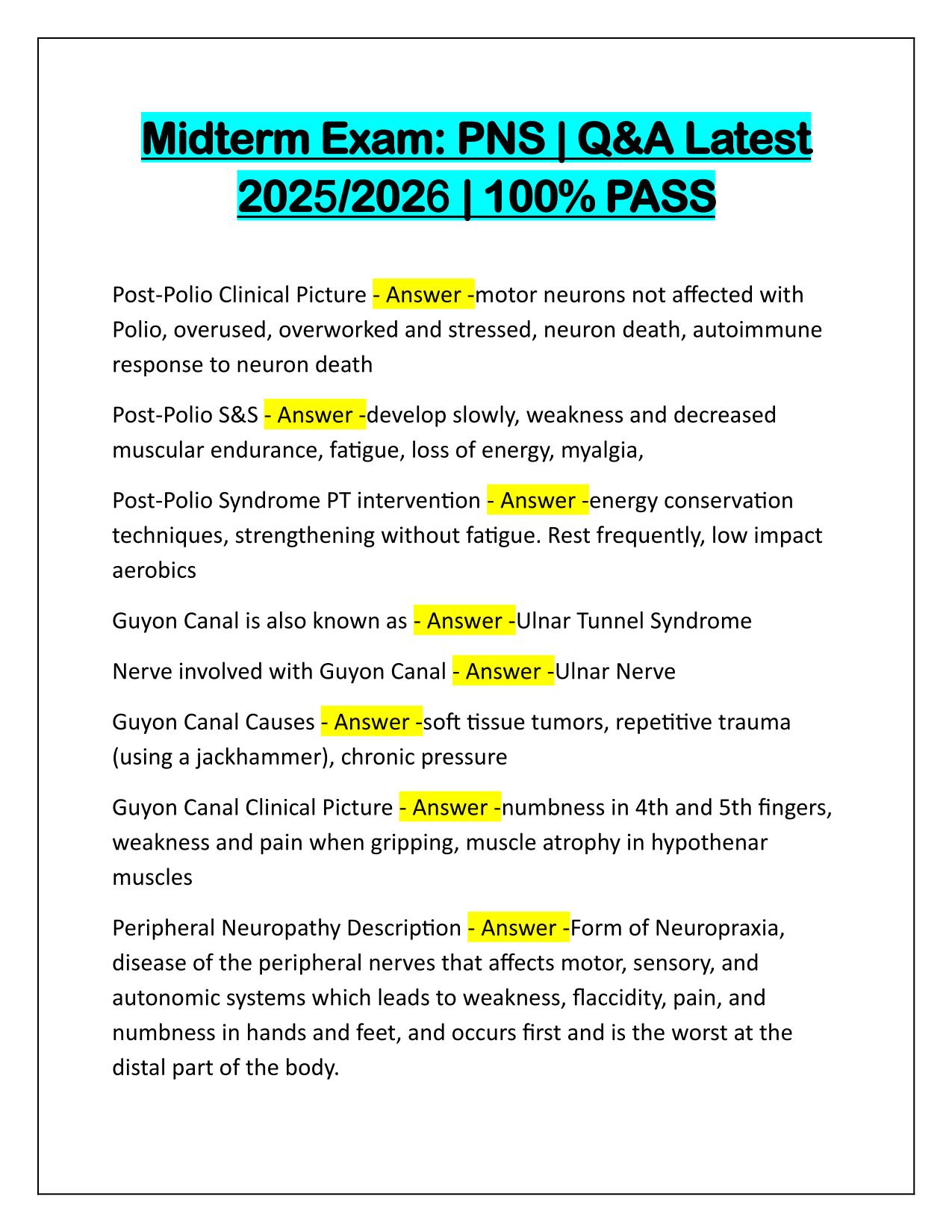 Midterm Exam PNS Q&A Latest Update