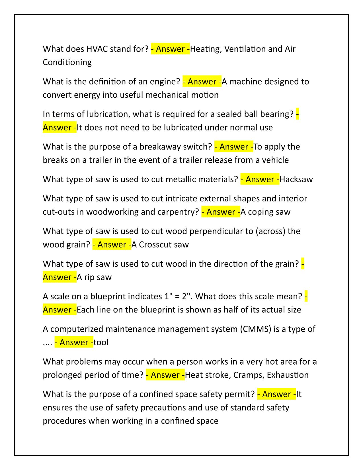 Mechanical Technologist Grade 1 CWEA Certification Exam Study Guide 2025 Q&A Latest Update
