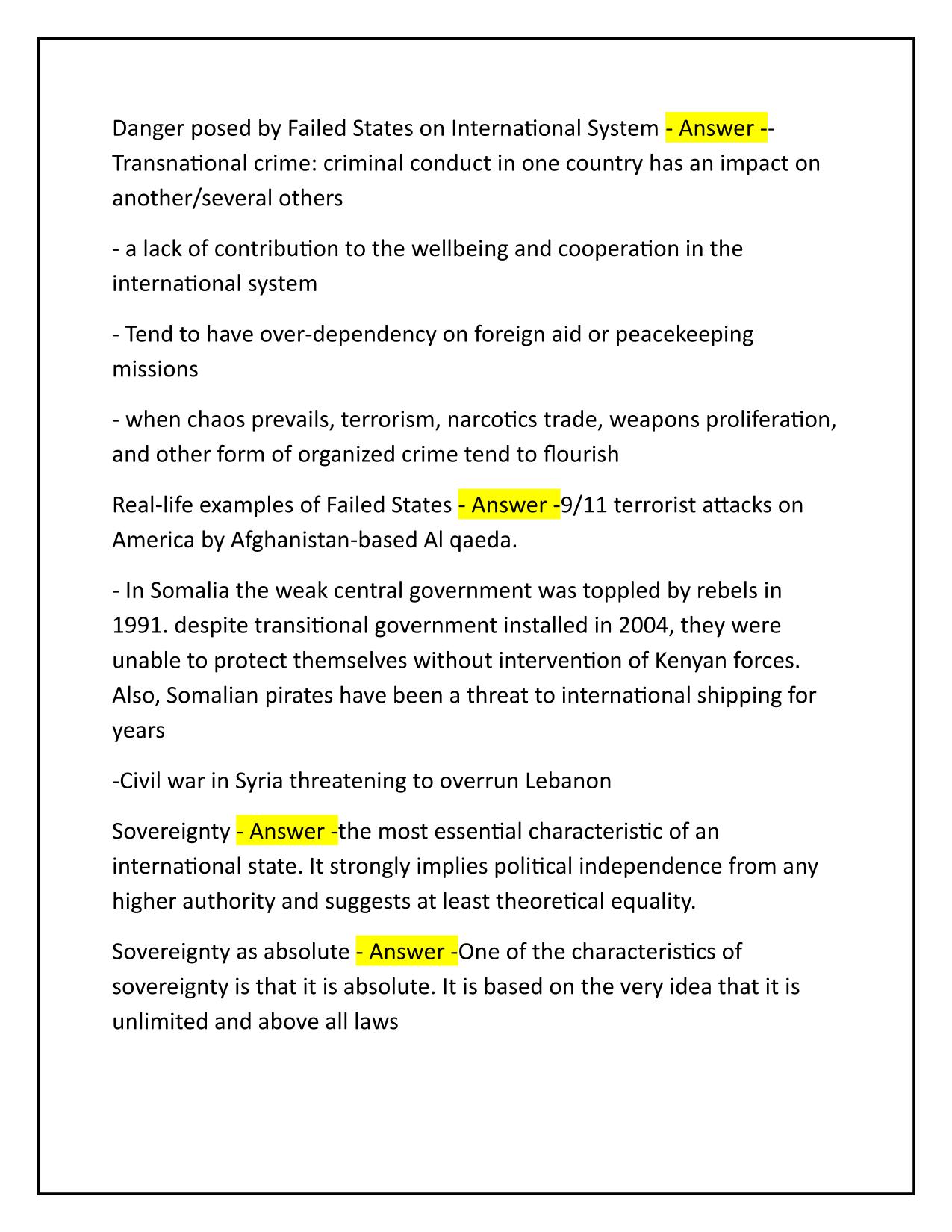 IB Global Politics Terms, Concepts and Ideas Q&A Latest Update 2025
