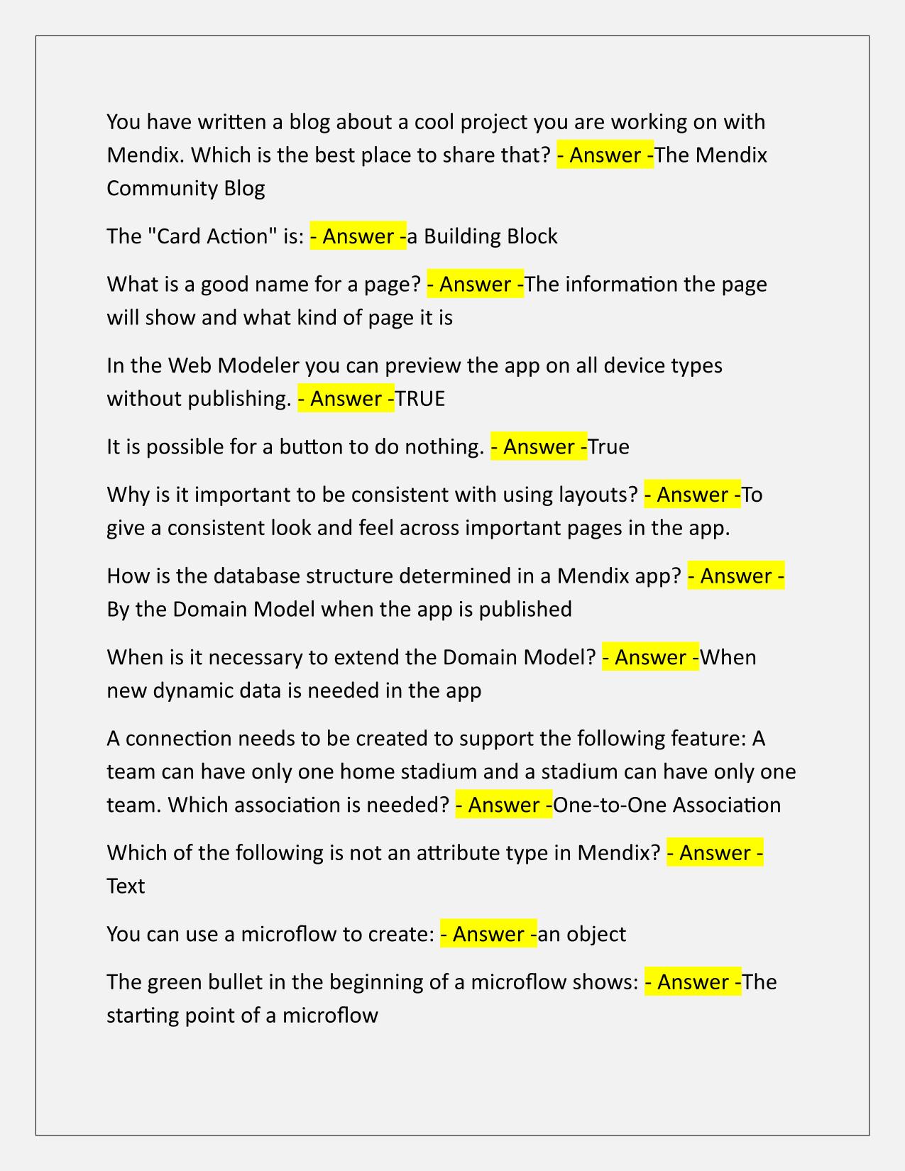 Mendix Certification EXAM Q&A Latest Update