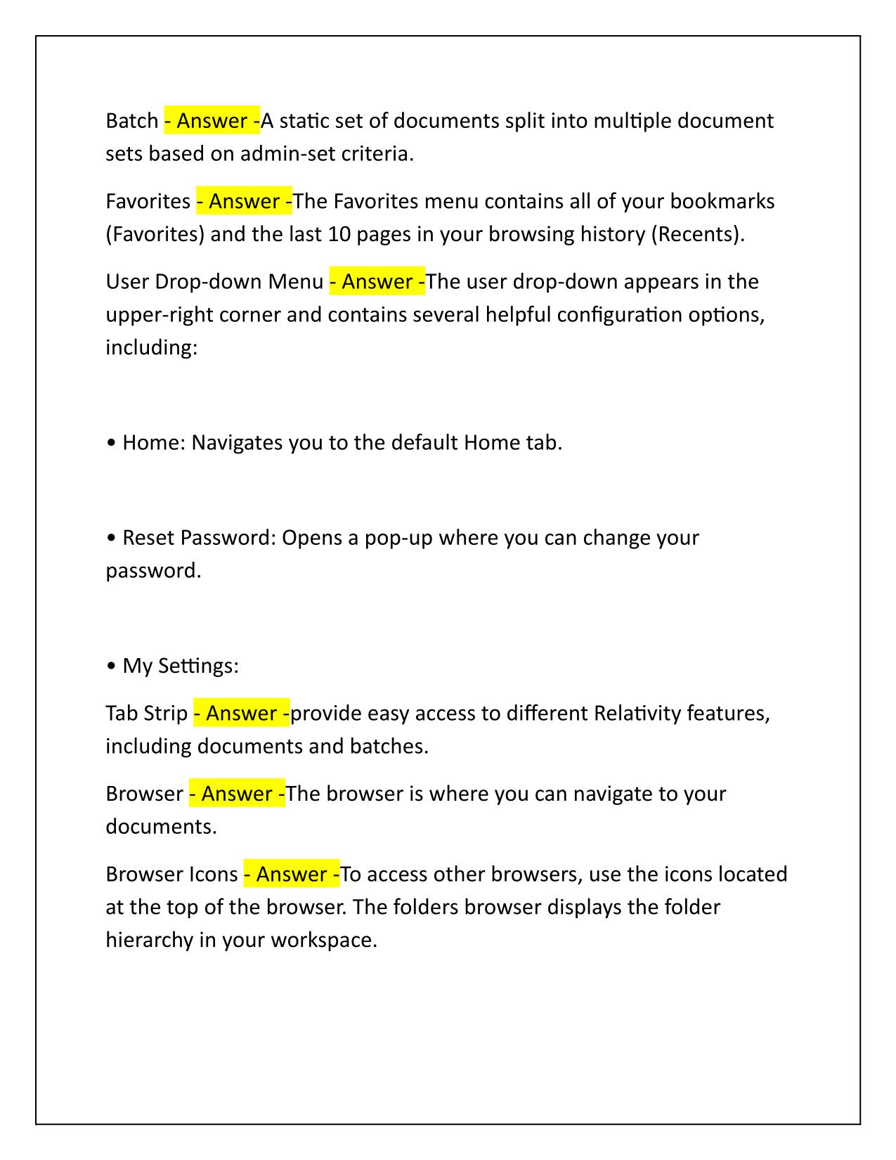 Relativity Certified User Exam Q&A Latest Update 2025