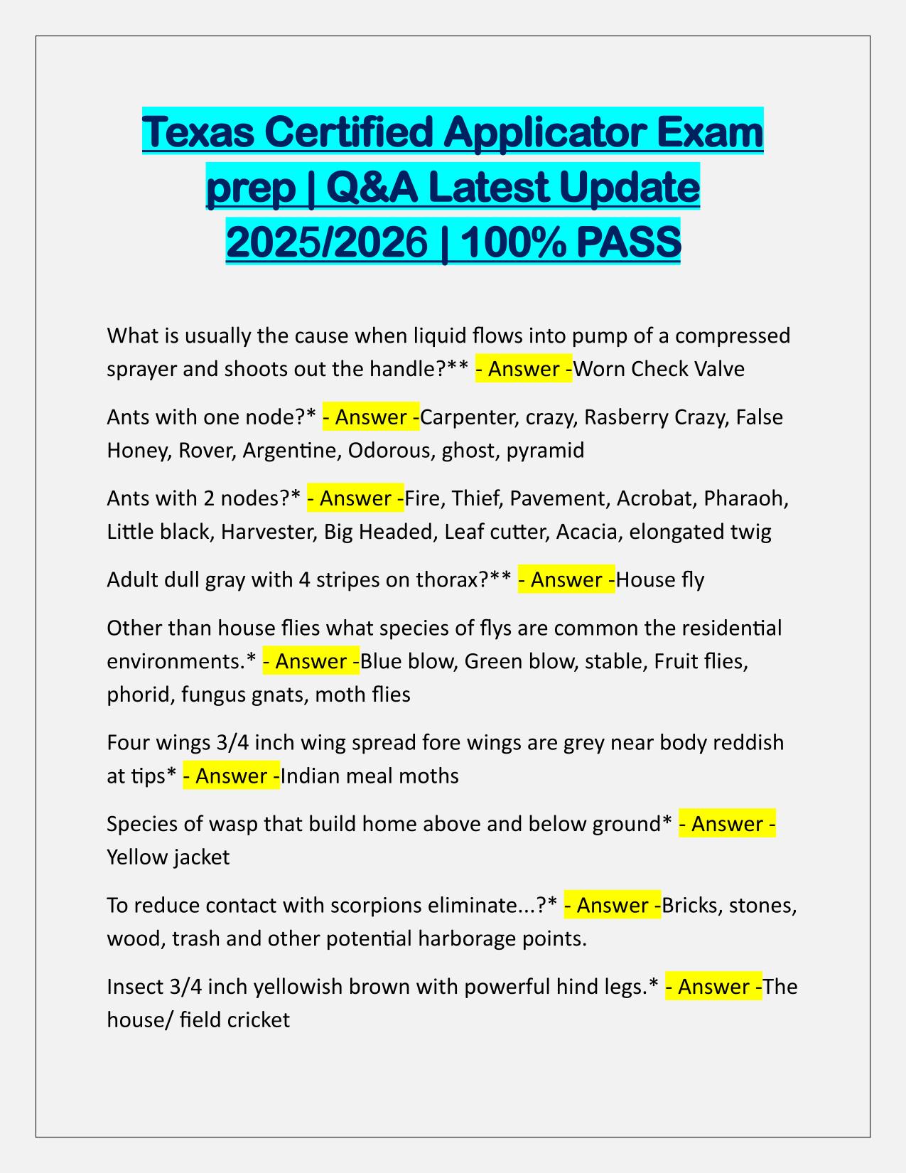 Package Deal for Texas irrigator EXAMS Q&A Latest Update