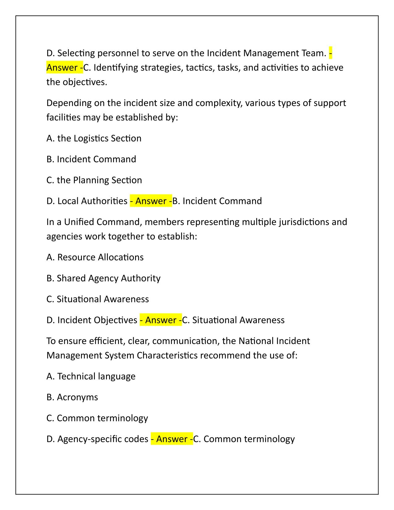 FEMA Final Exam ICS 100 IS-100.C Introduction to the Incident Command System Exam Q&A Latest 2025-2026 Update