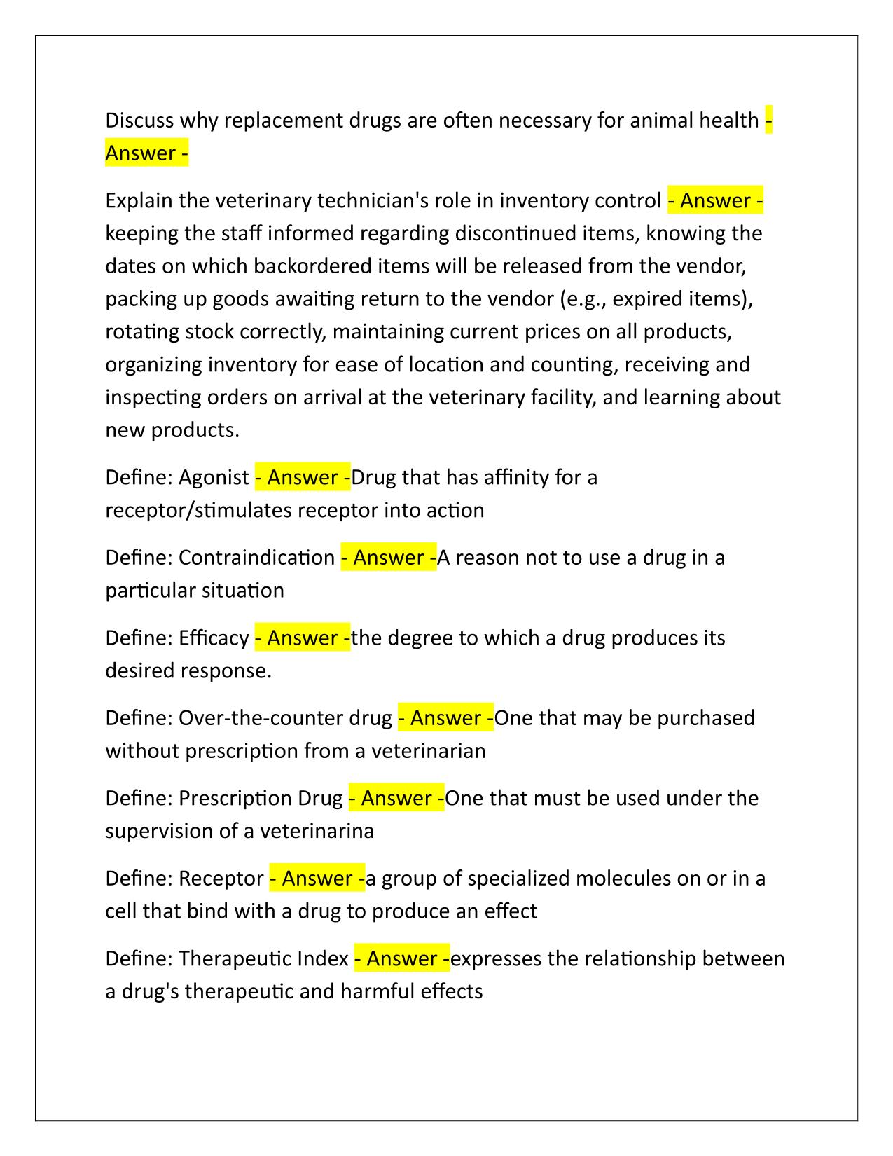 Penn Foster Veterinary Pharmacology Final Exam Q&A Latest Update 2025-2026