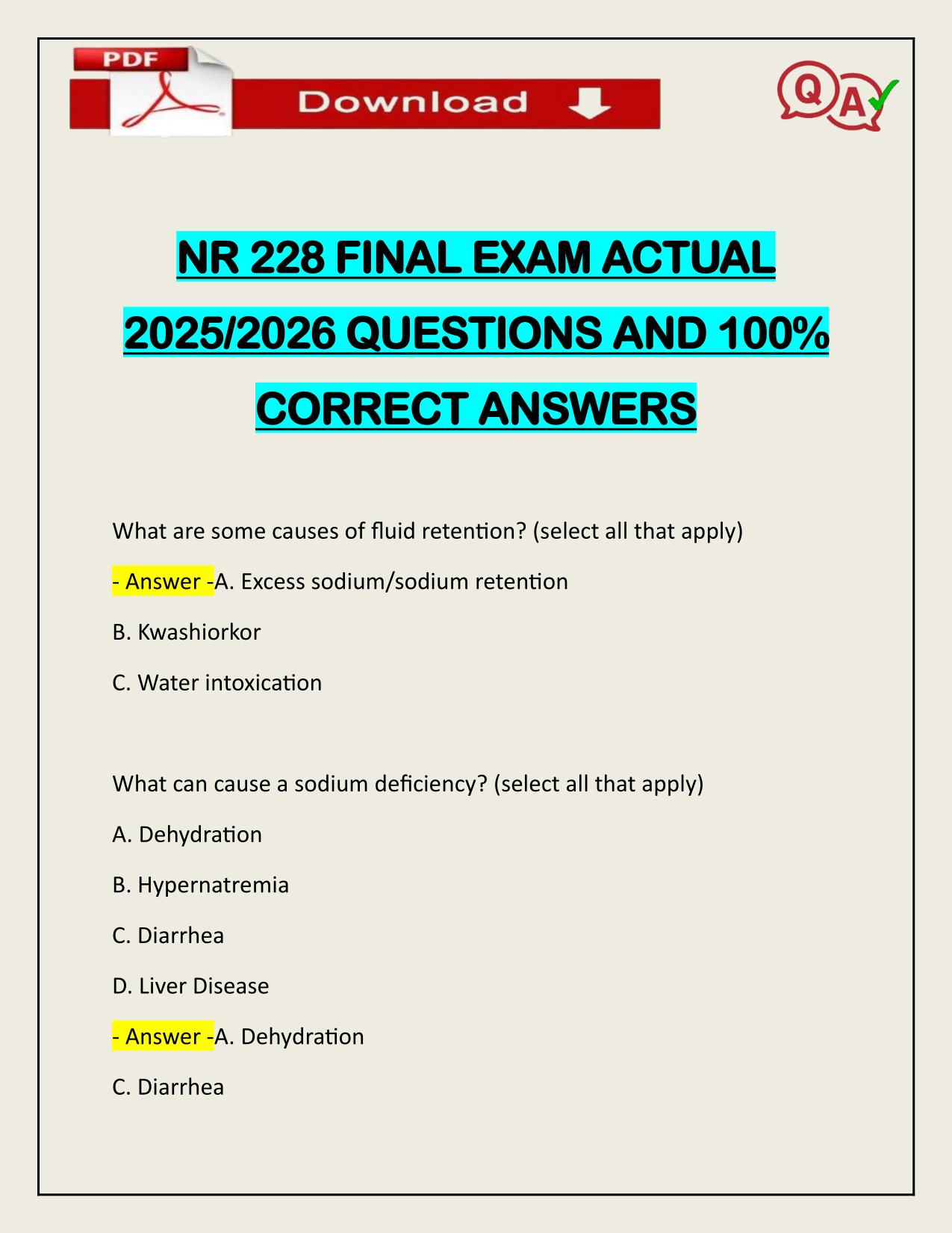 NR 228 FINAL EXAM ACTUAL 2025/2026 VERIFIED ANSWERS