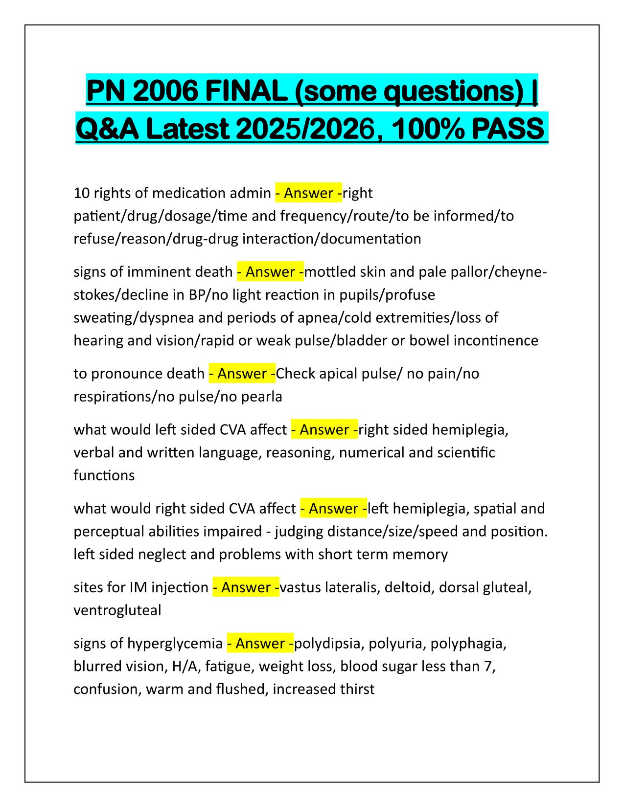 PN 2006 FINAL (some questions) Q&A Latest Update