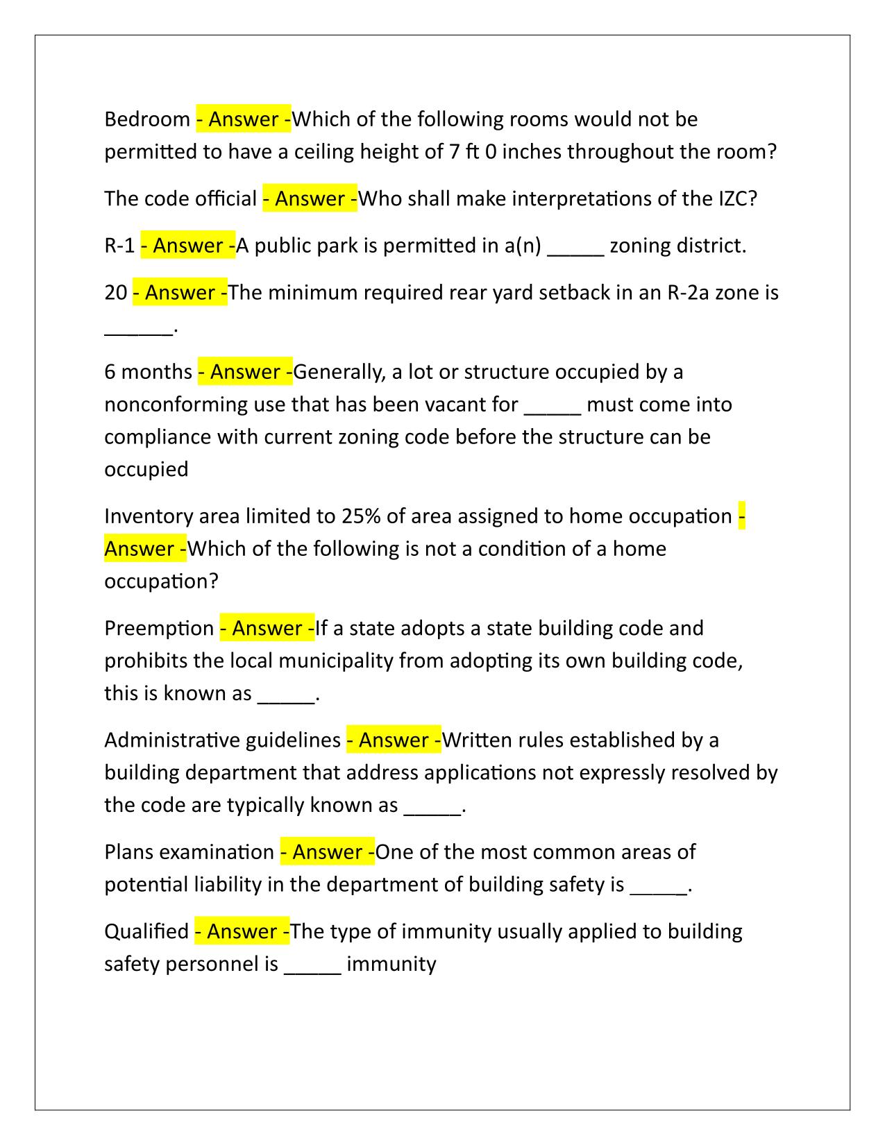 Permit Technician EXAM Q&A Latest Update