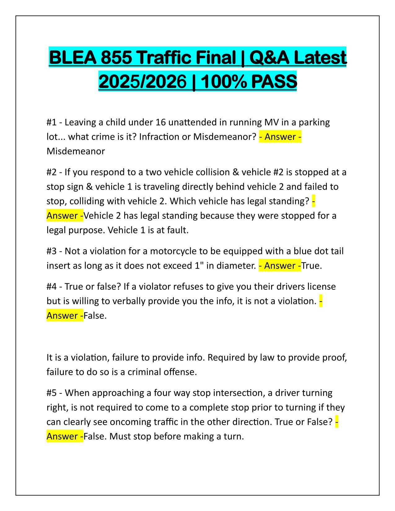 Bundle for BLEA Exams Questions and Correct Answers Latest Update 2025-2026