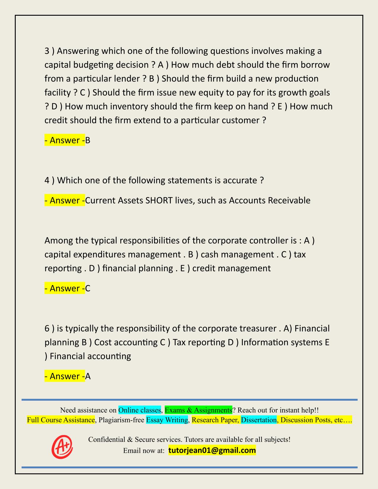 CH1 FINA5320 EXAM ACTUAL 2025/2026 CORRECTLY ANSWERED