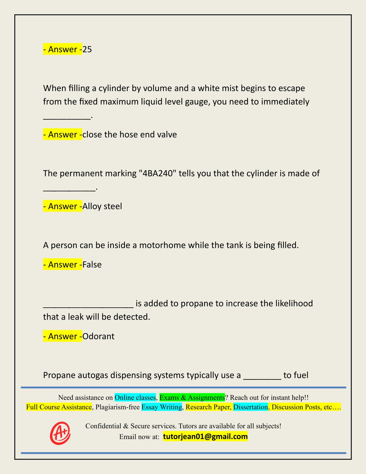 CTR 156CT PROPANE FINAL EXAM ACTUAL 2025/2026 Q&A