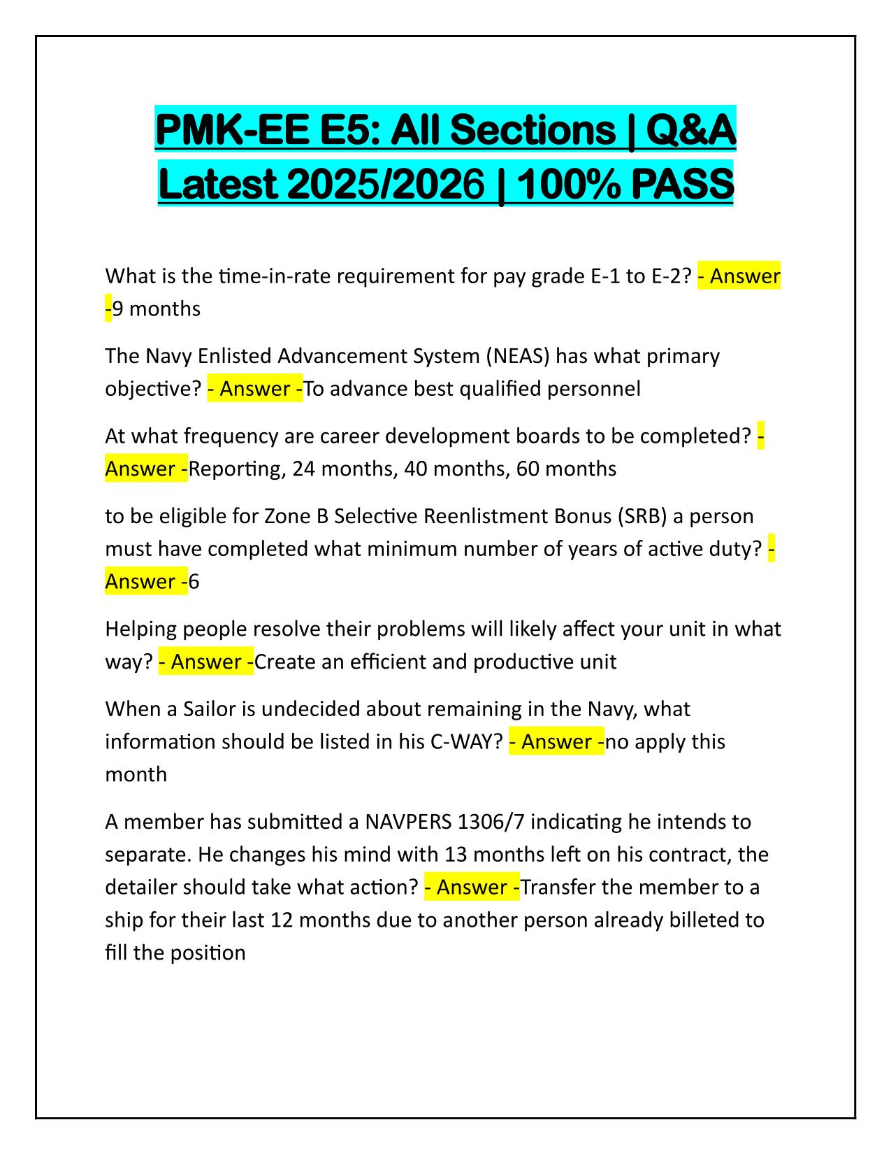 PMK-EE E5: All Sections Exam Questions and Verified Solutions