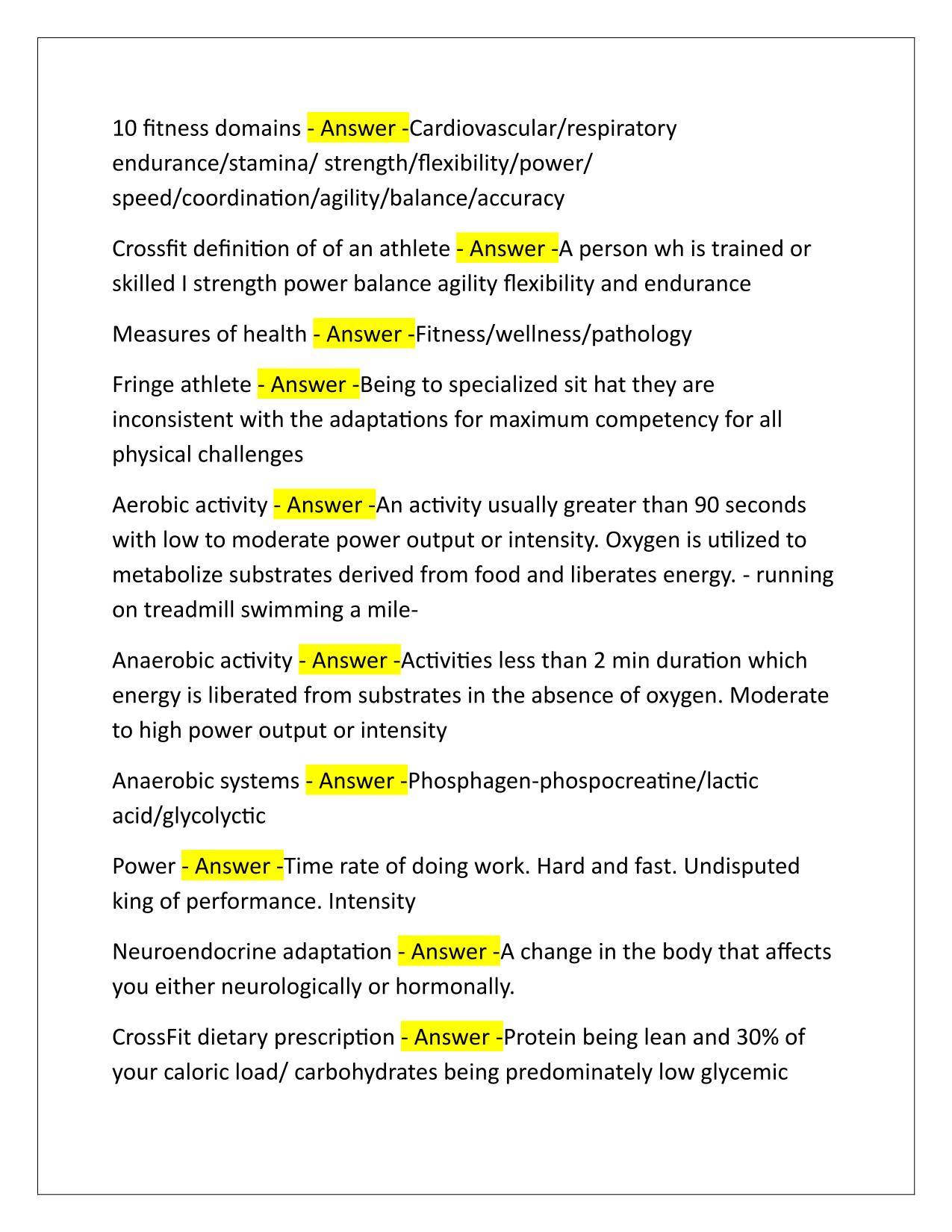 Crossfit level 1 study guide Q&A Latest Update