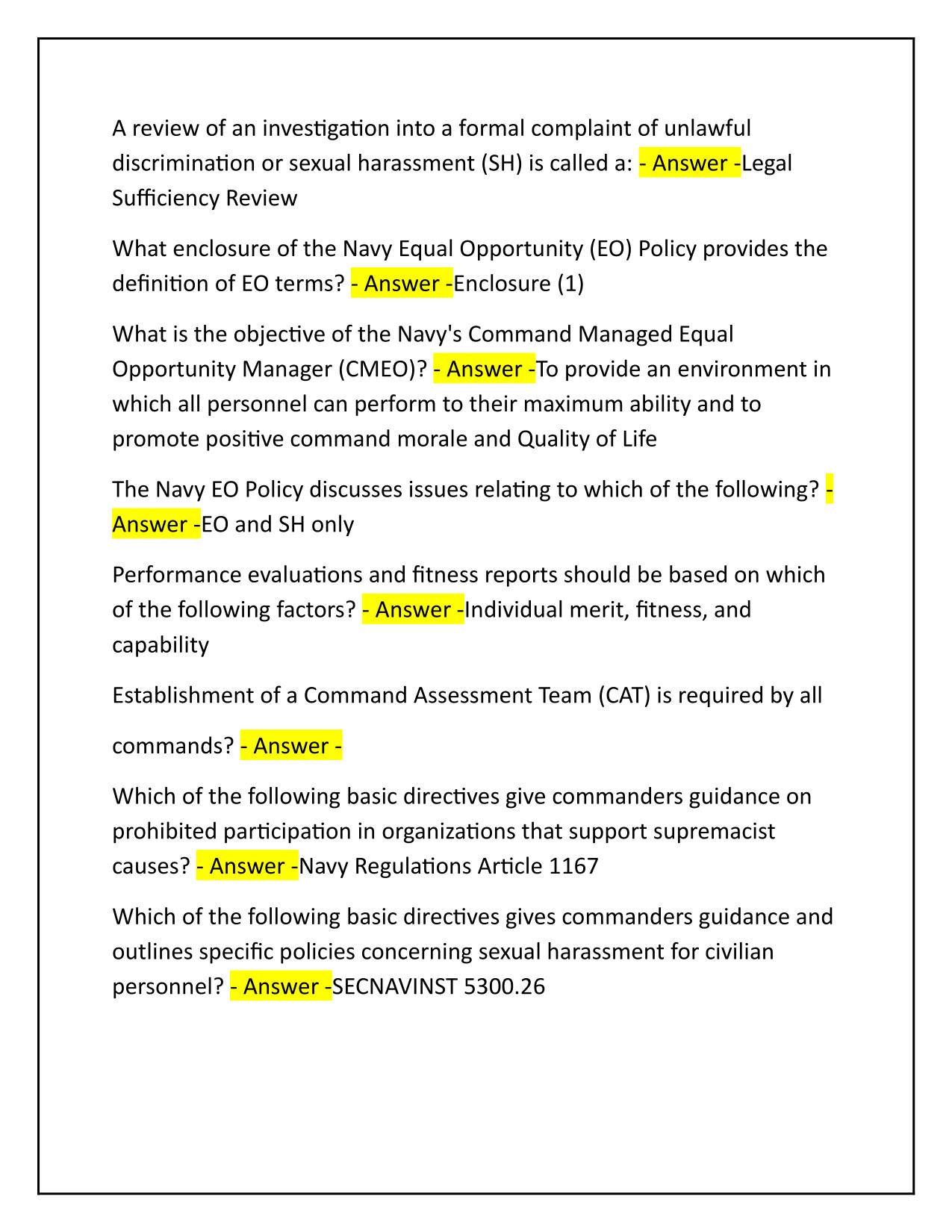 Equal Opportunity Assignment 1 Q&A Latest Update