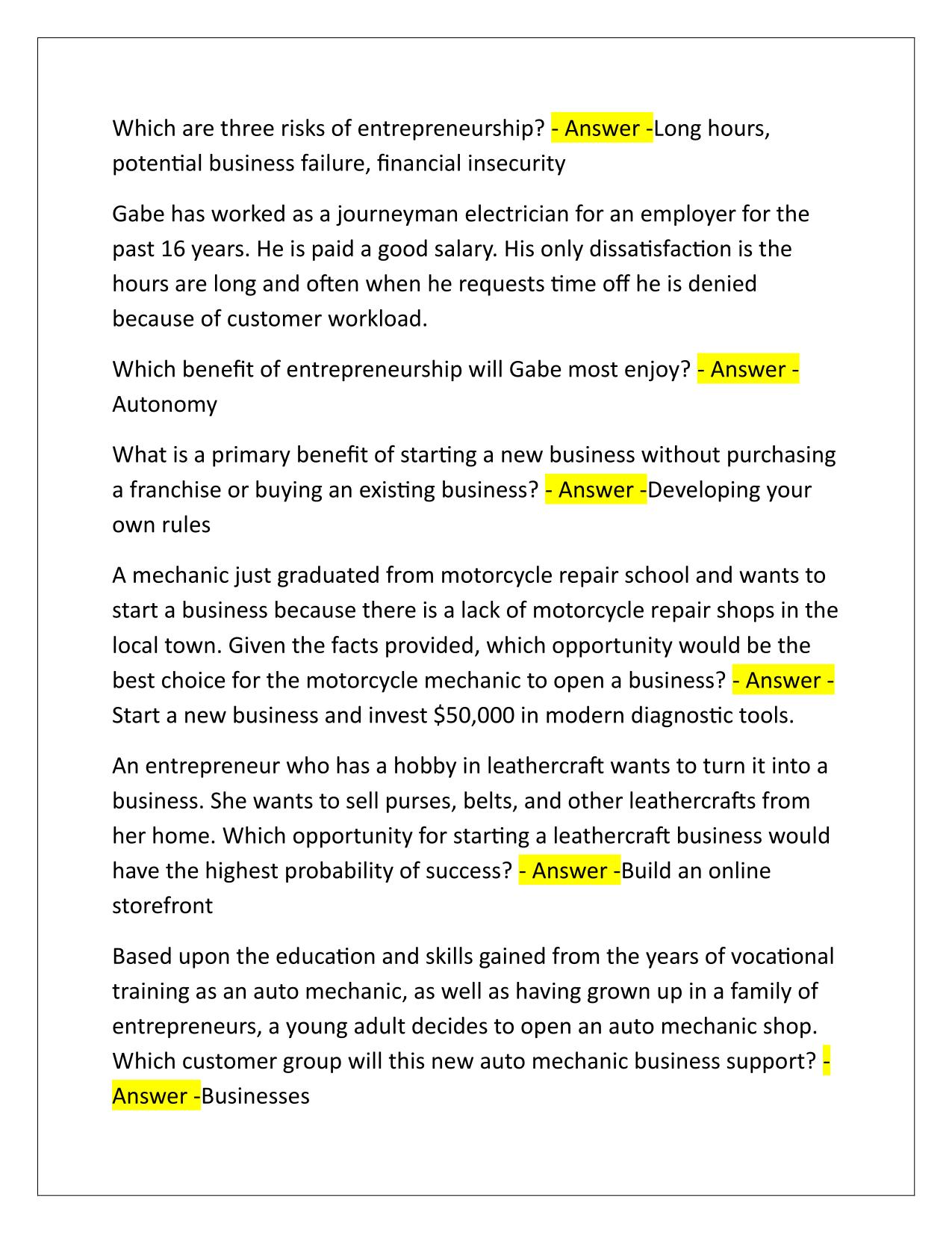 ESB EXAM STUDY GUIDE Q&A Latest Update