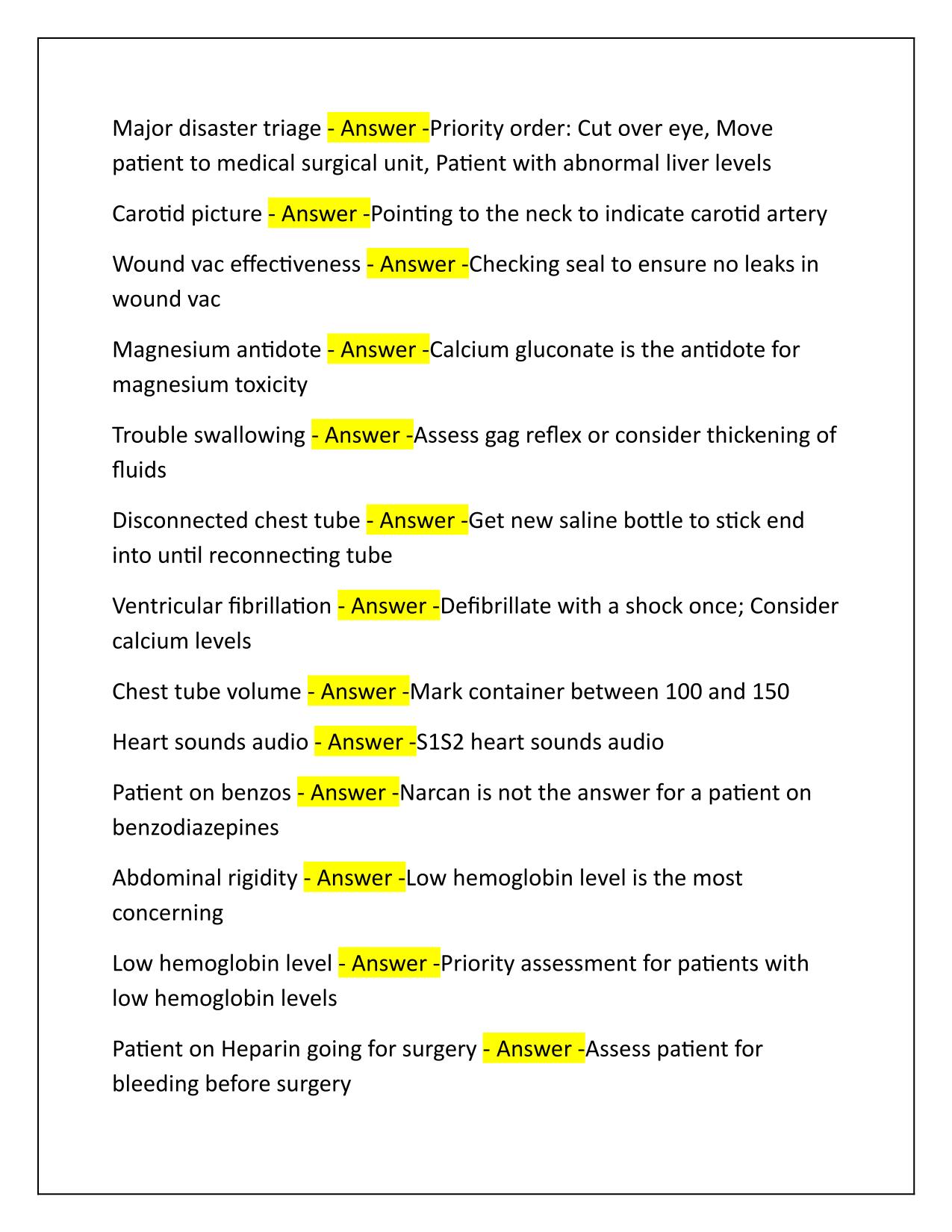 Critical Care Exit HESI Exam Correctly Answered Latest