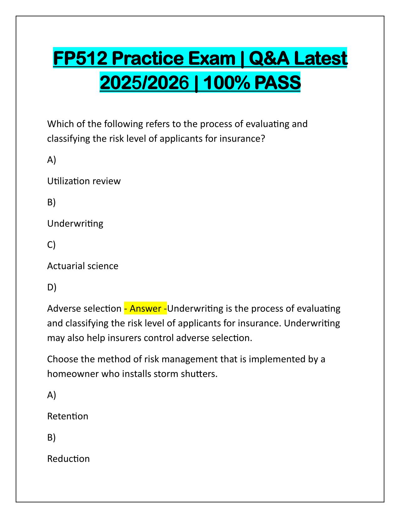 Bundle for CFP 512 Exams Q&A Latest Update 2025-2026