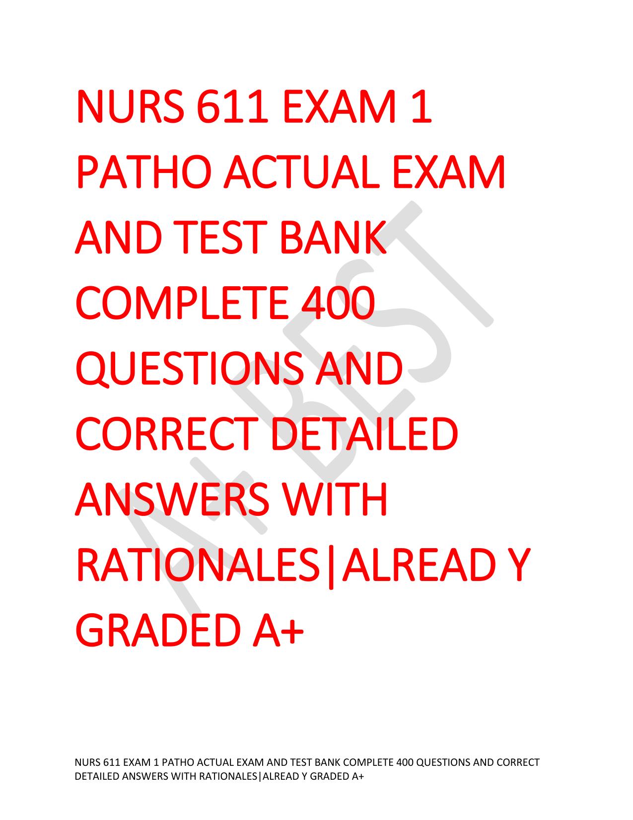URS 611 EXAM 1 PATHO ACTUAL EXAM AND TEST BANK COMPLETE 400 Q&A