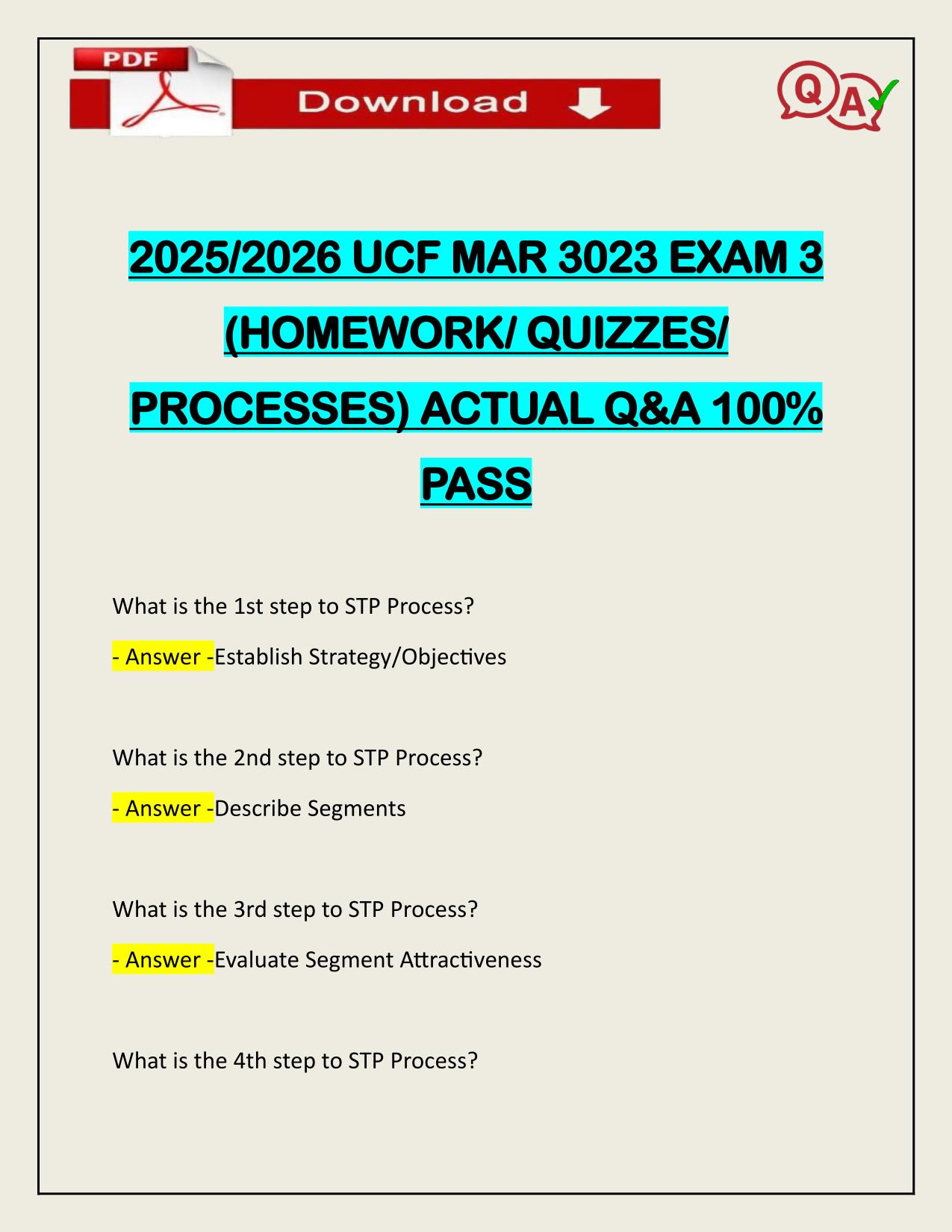 2025/2026 UCF MAR 3023 EXAM 3 (HOMEWORK/ QUIZZES/ PROCESSES) ACTUAL Q&A 100% PASS