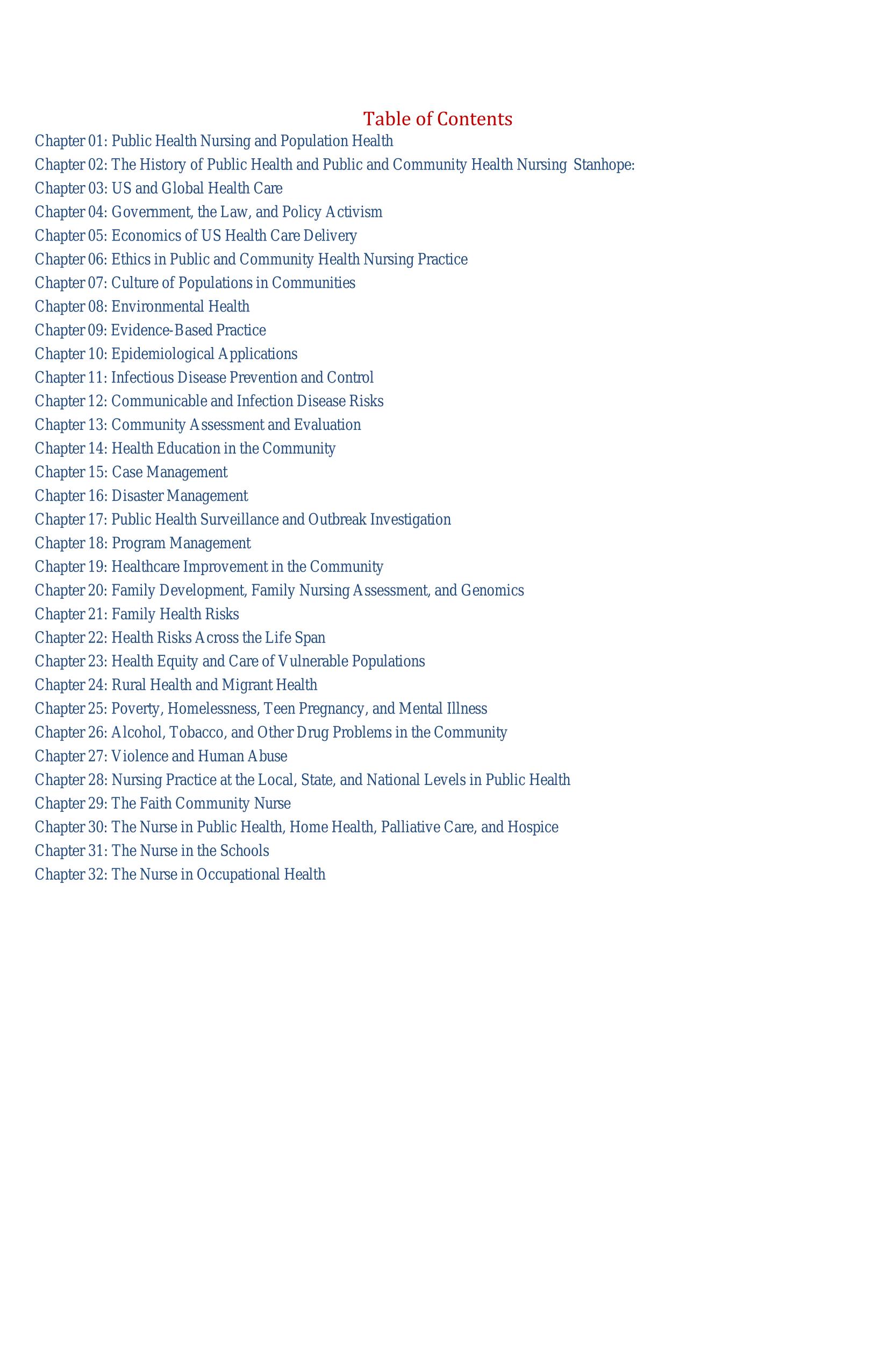 TEST BANK Foundations for Population Health in Community Public Health Nursing 6th Ed by Marcia Stanhope Jeanette Lancaster ISBN: 9780323776882