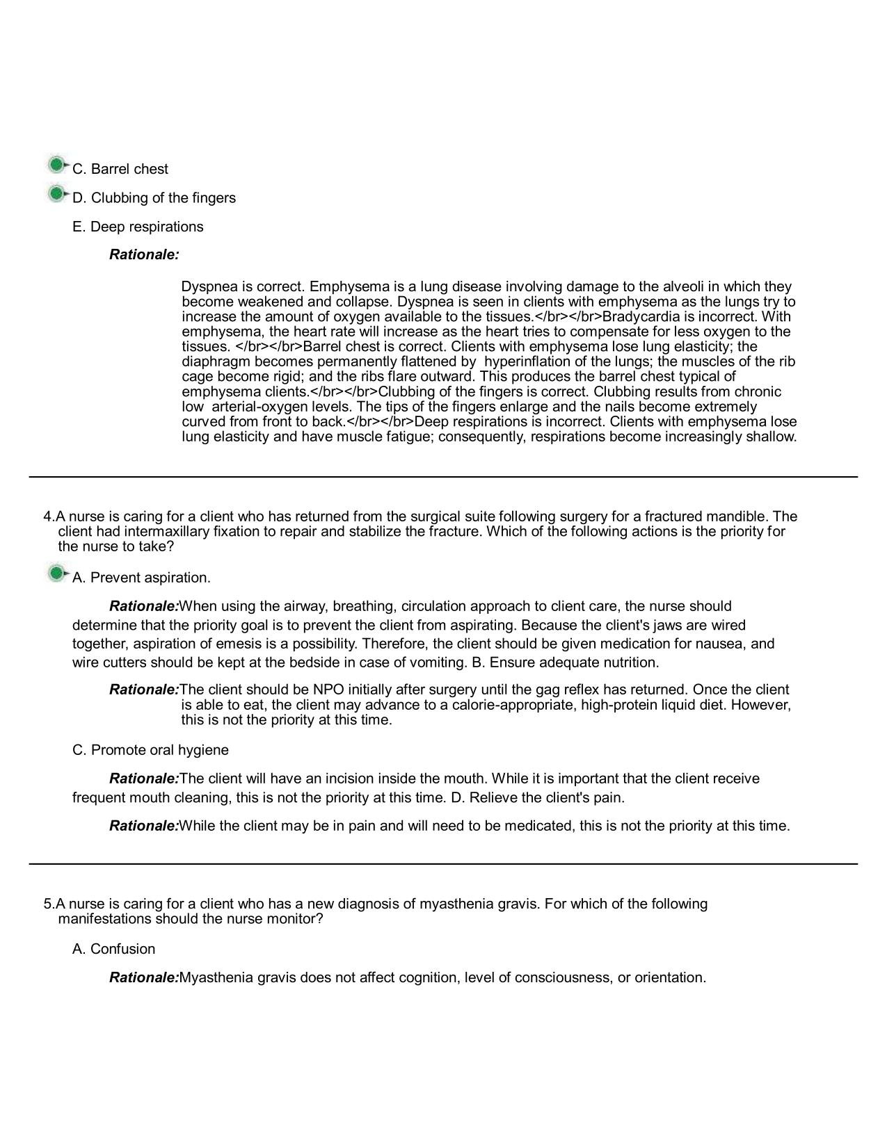 Detailed Answer Key Medical surgical Respiratory Latest 2025 Latest Update Q&A