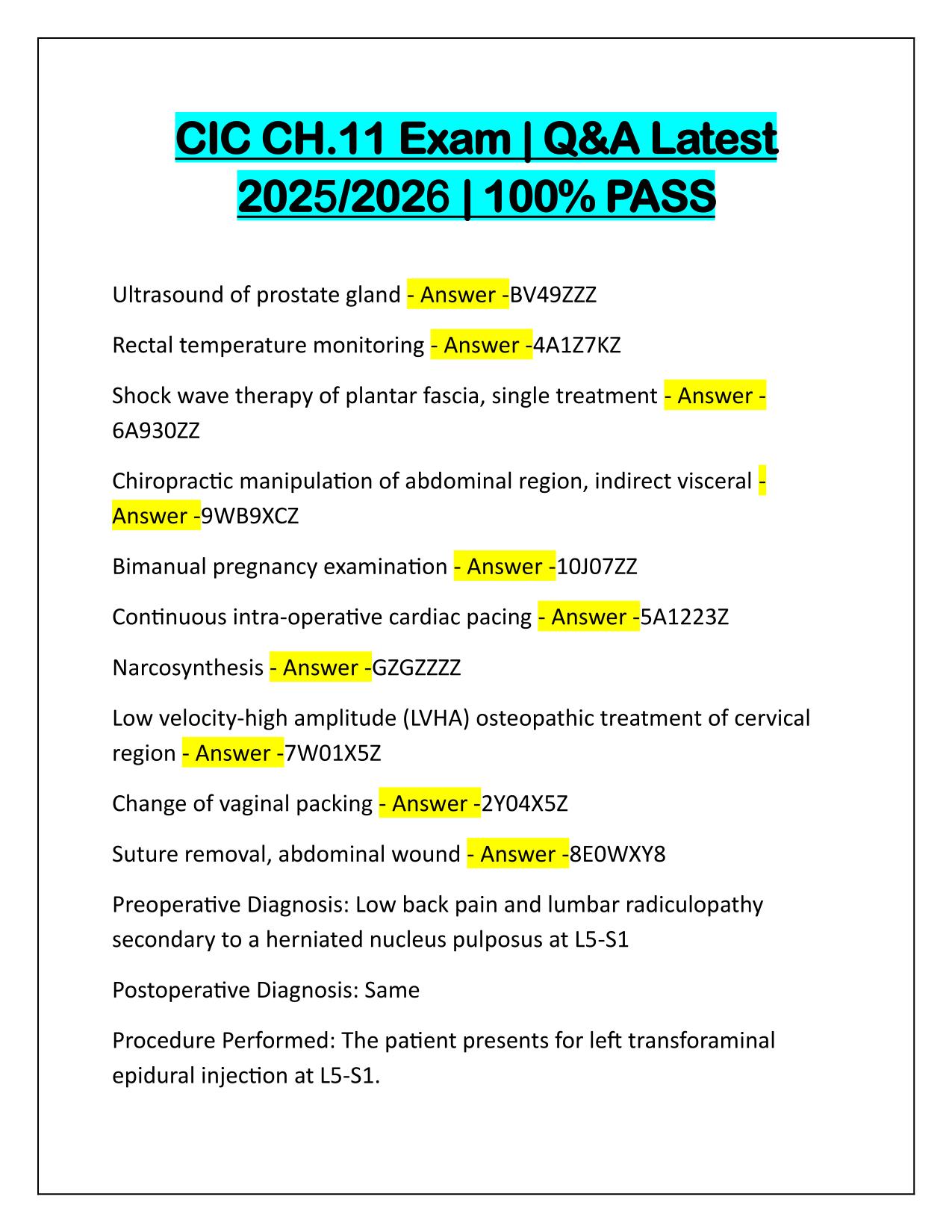 CIC CH11 Exam Q&A Latest Update 2025