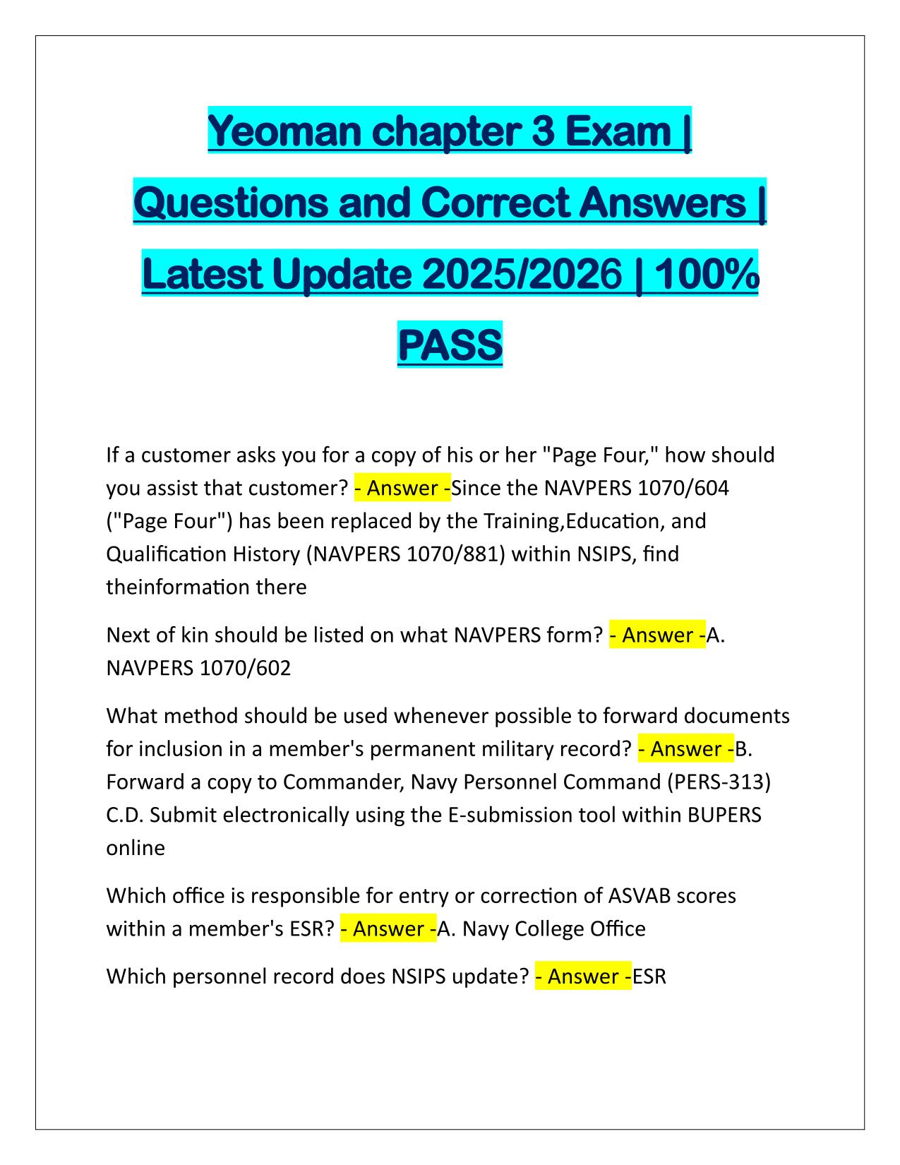 Bundle for NAVEDTRA 15009B, 14300A EXAMS Questions and Correct Answers
