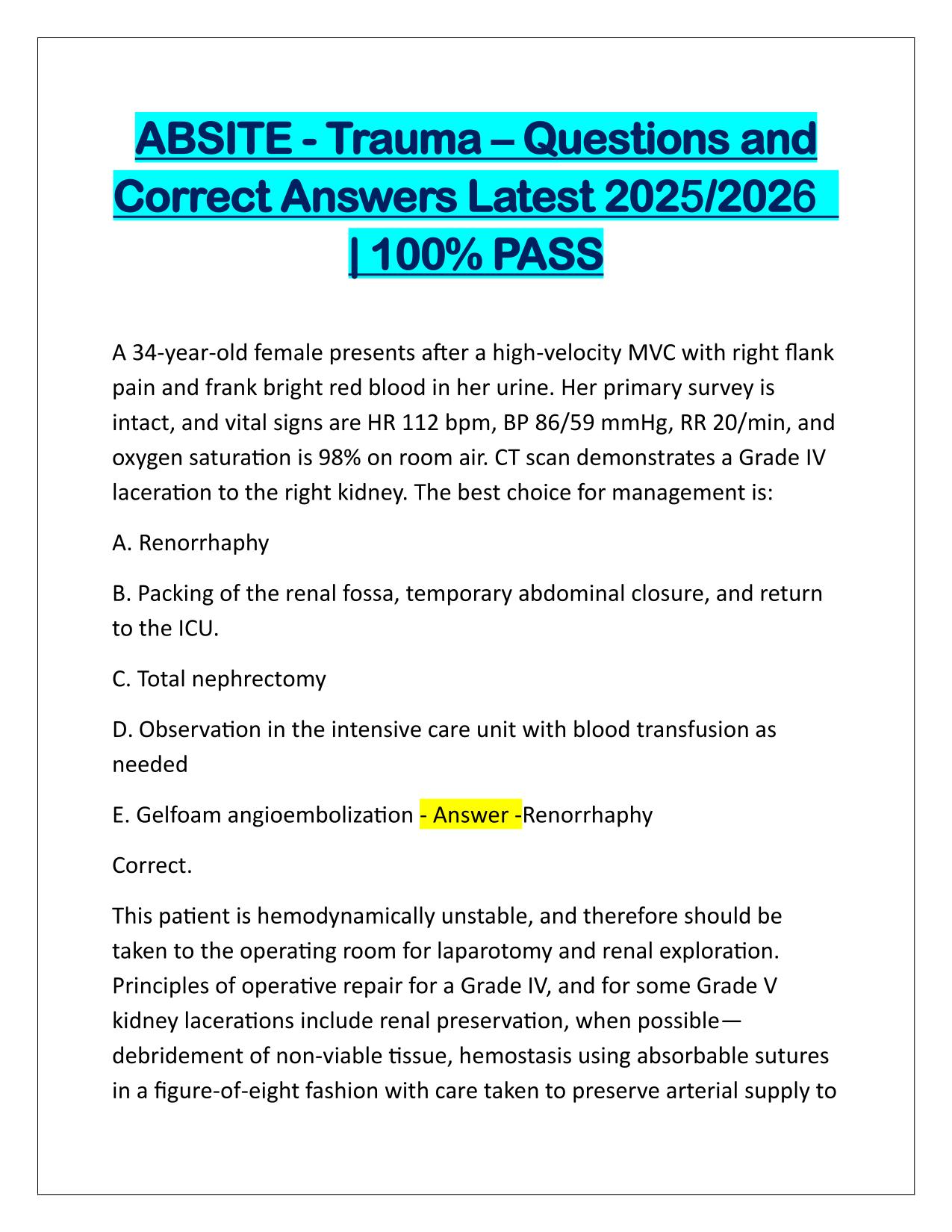 ABSITE Trauma–Q&A Latest Update