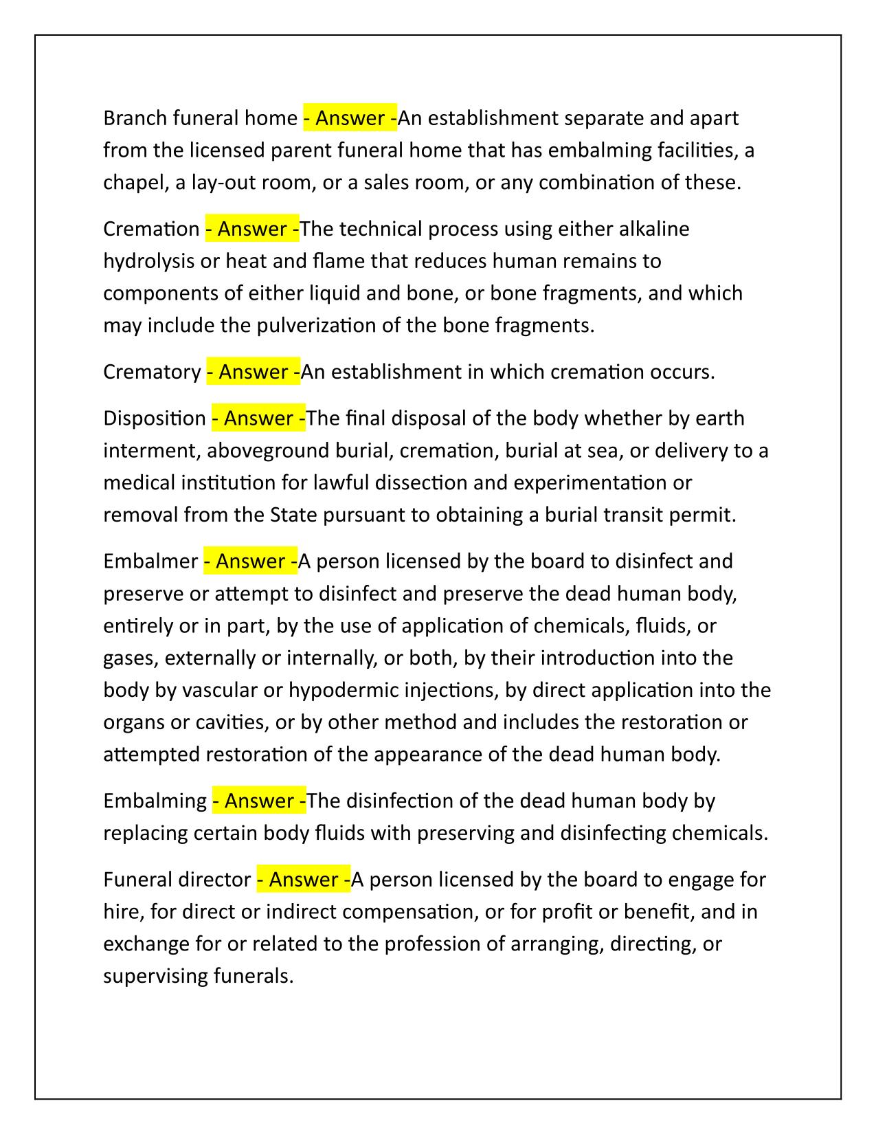 South Carolina Funeral Service Regulations Overview Q&A Latest Update