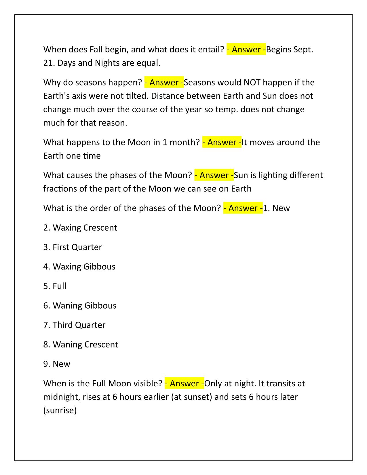 Penn State Astro 001 Exam 1 Exam Review Q&A Latest Update