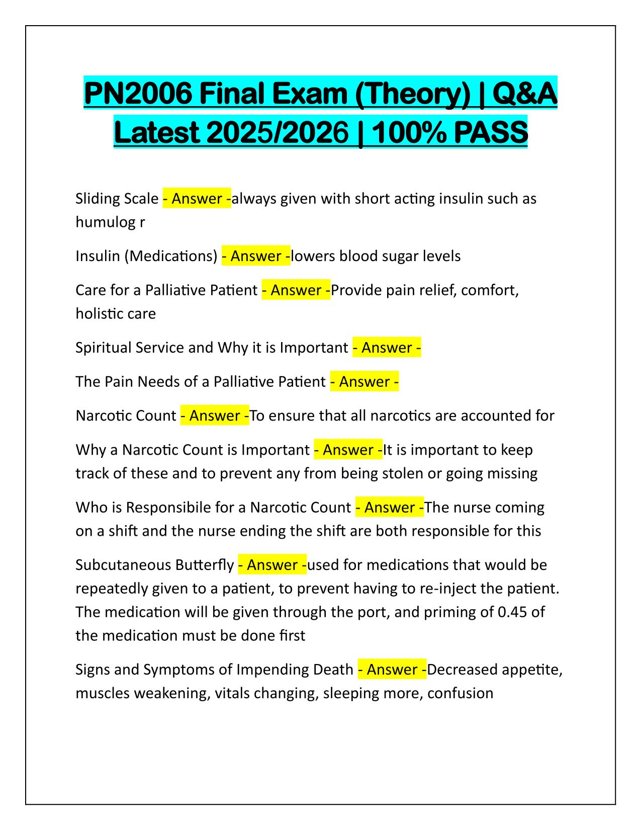 PN2006 Final Exam (Theory) Q&A Latest Update