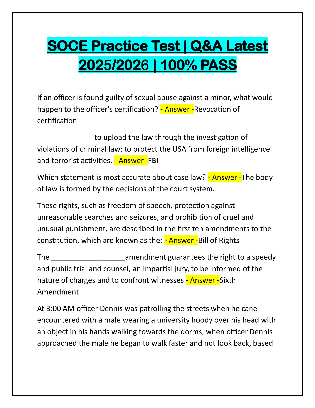 Bundle for SOCE Exams Latest Update 2025-2026