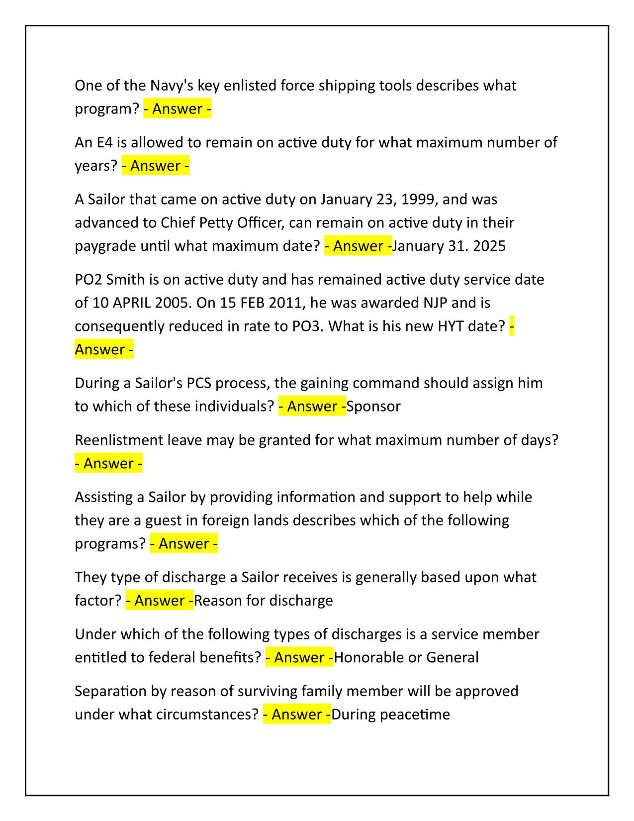 PMK-EE E-5 Career Information Exam Q&A Latest Update