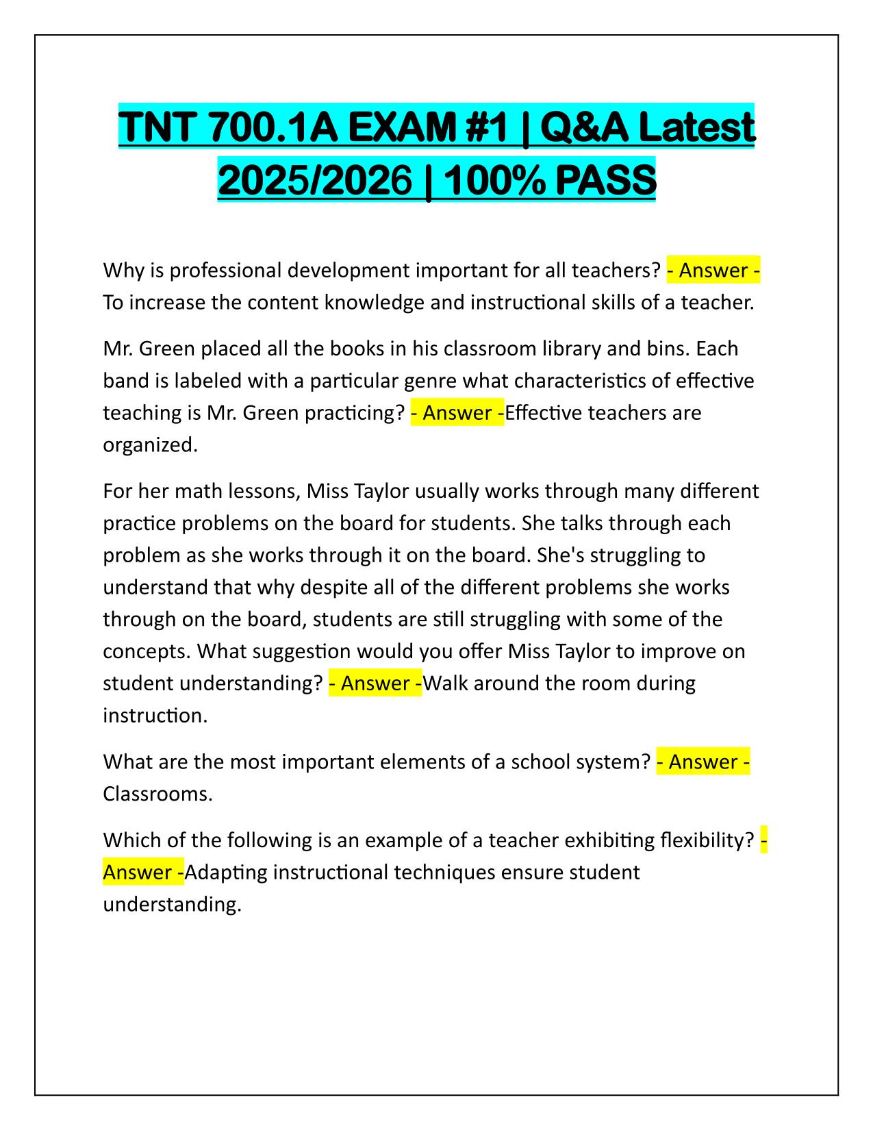 TNT 700.1A EXAM #1 Q&A Latest Update